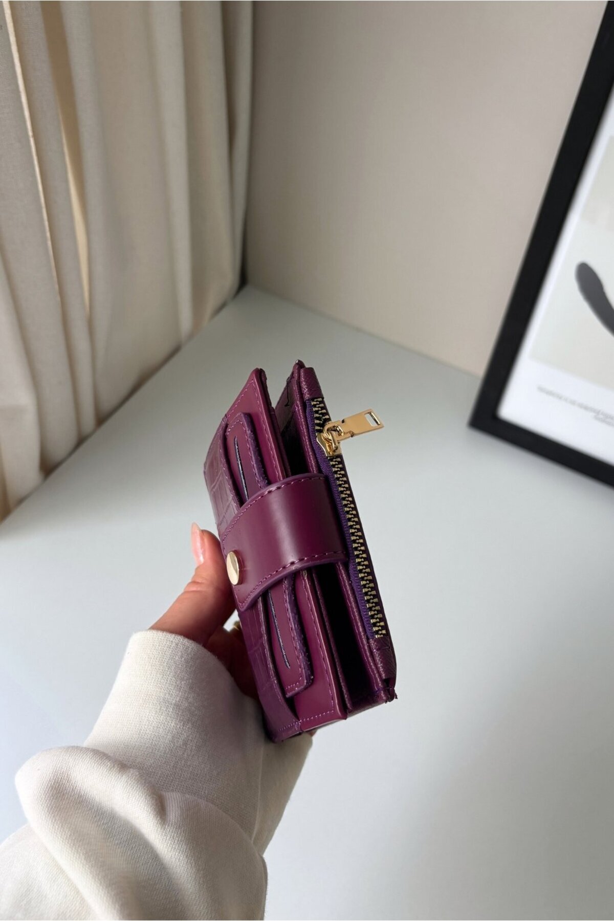 Yuka Atelier Ela Orta Boy Ayrılabilir Kartlık Detaylı Suni Deri Cüzdan görsel 3