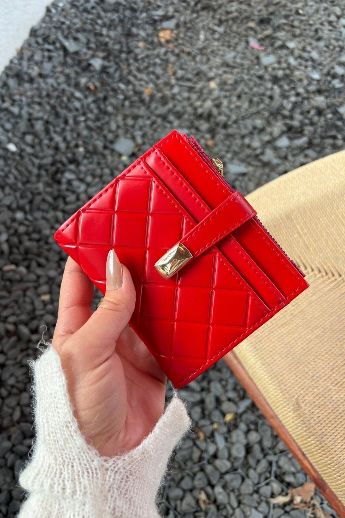 Yuka Atelier-Ruby Medium Quilted Detailed Faux Leather Wallet 3