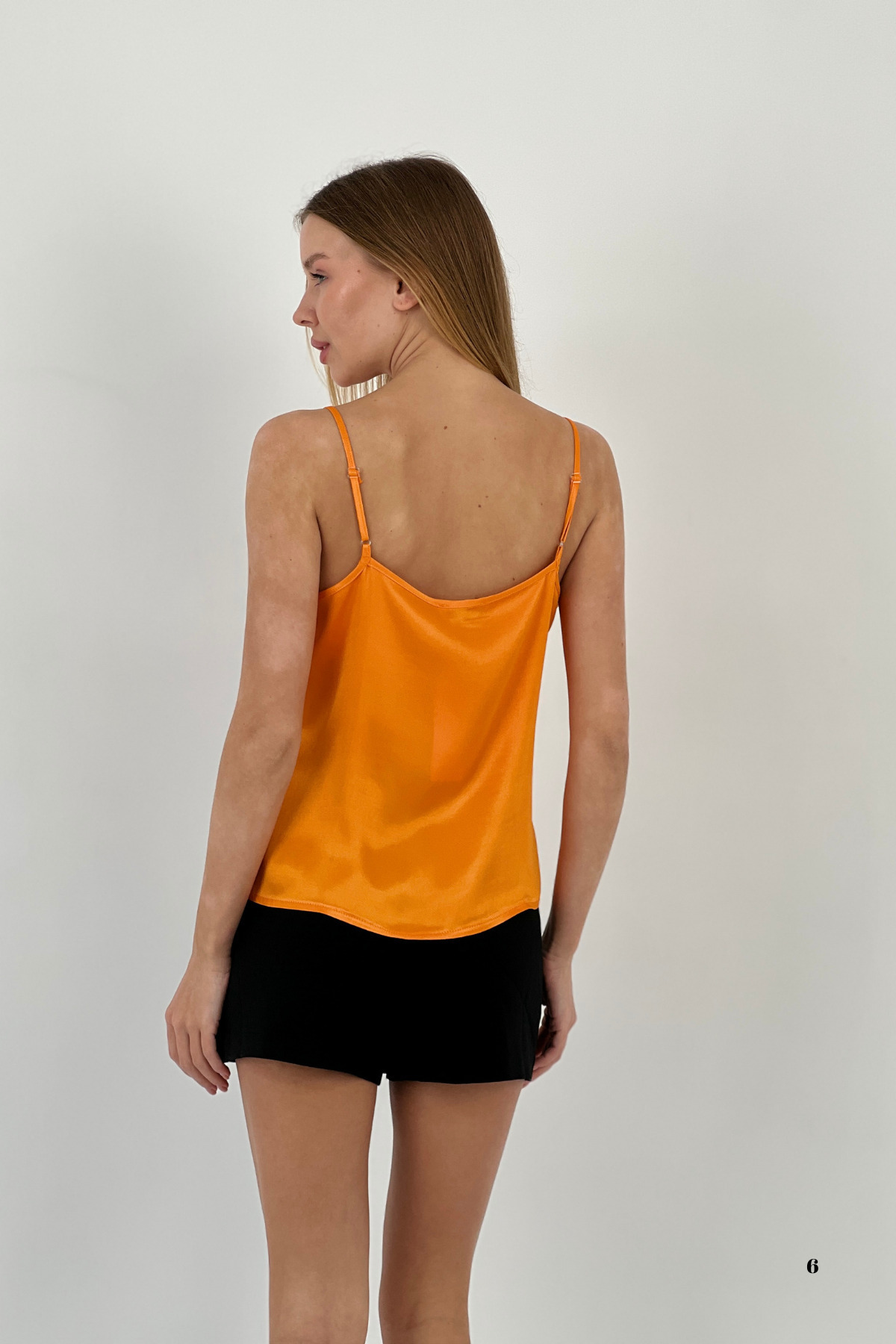 Miss Poem-Women's Thin Strap Summer Backless Orange Blouse 5