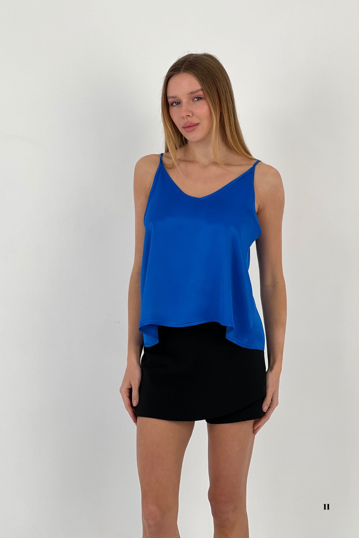 Miss Poem-Women's Thin Strap Summer Backless Blue Blouse 3