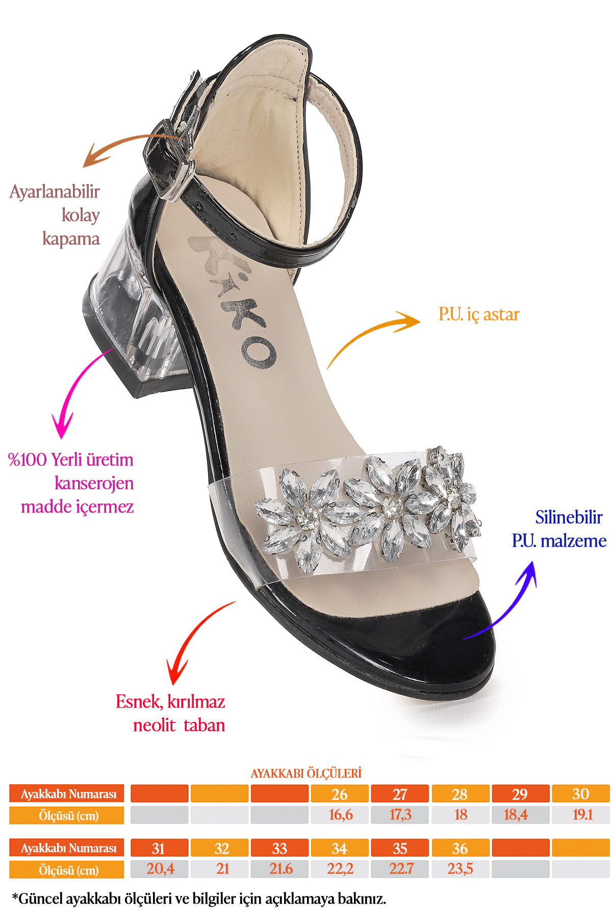 Kiko Kids-Yangu Patent Leather Stone Girl's 3 cm Transparent Heeled Sandals Evening Dress Shoes 2