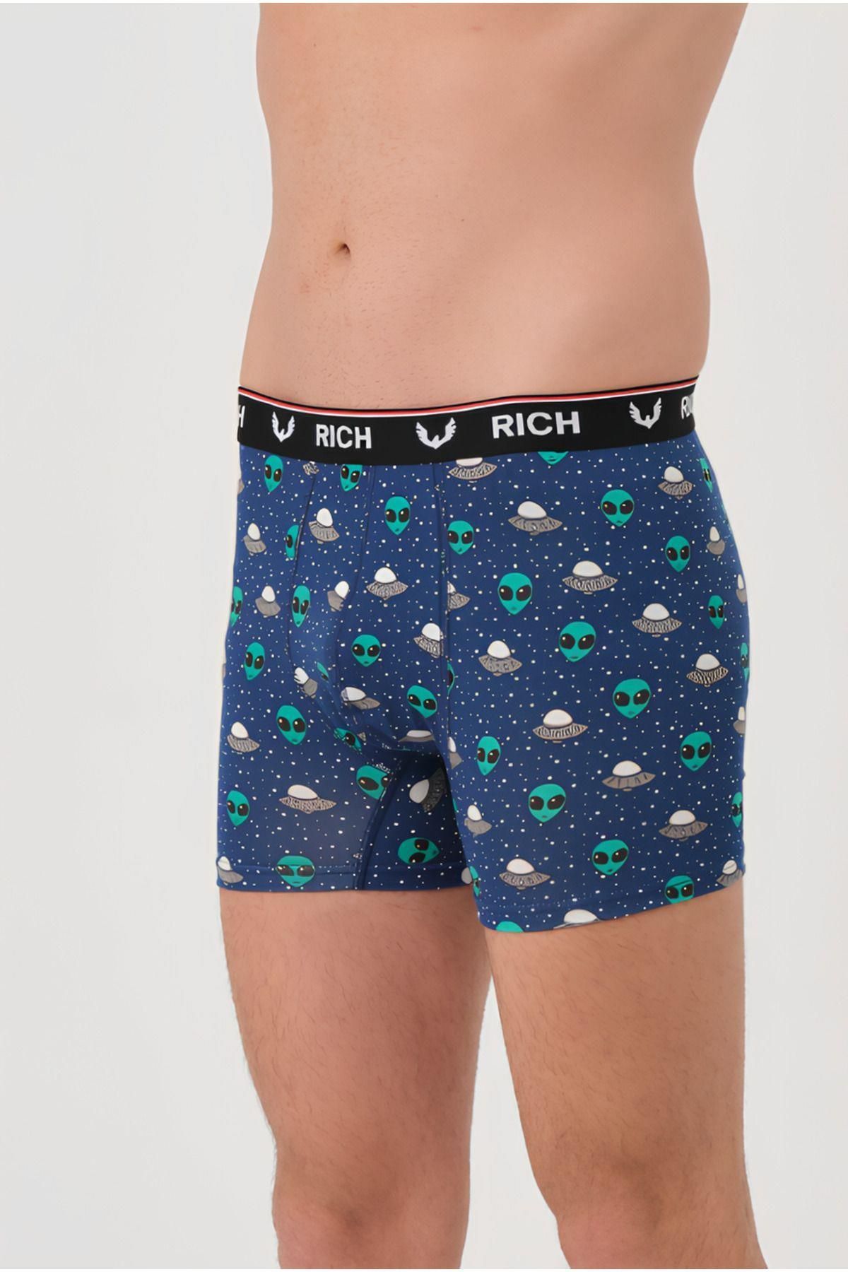 Rich-Men's Lycra Patterned and Solid 3 Boxer Pack 4