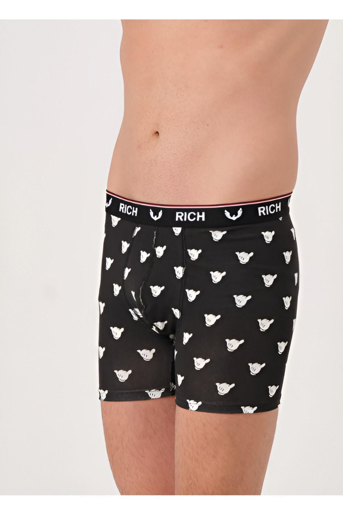 Rich-Men's Lycra Patterned and Solid 6 Boxer Pack 4