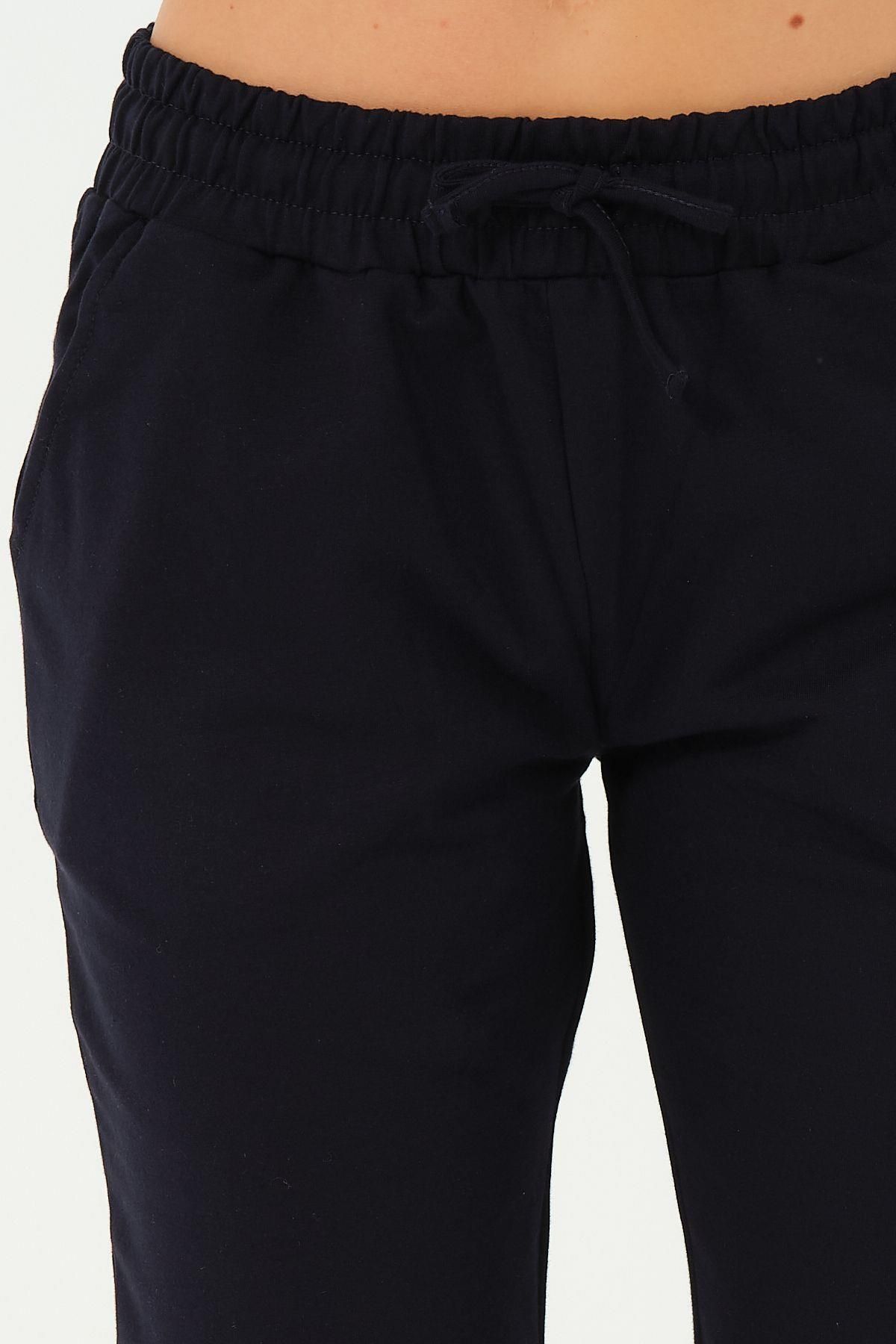 Rich-Pantaloni Capri de damă cu talie elastică, cu croială relaxată, de zi cu zi, uni, bleumarin 8