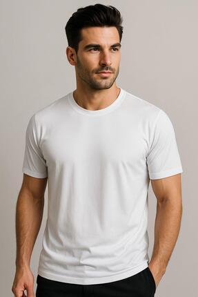Rich Erkek %100 Pamuk Slim Fit Sporcu Tişört Basic Bisiklet Yaka Kısa Kollu T...