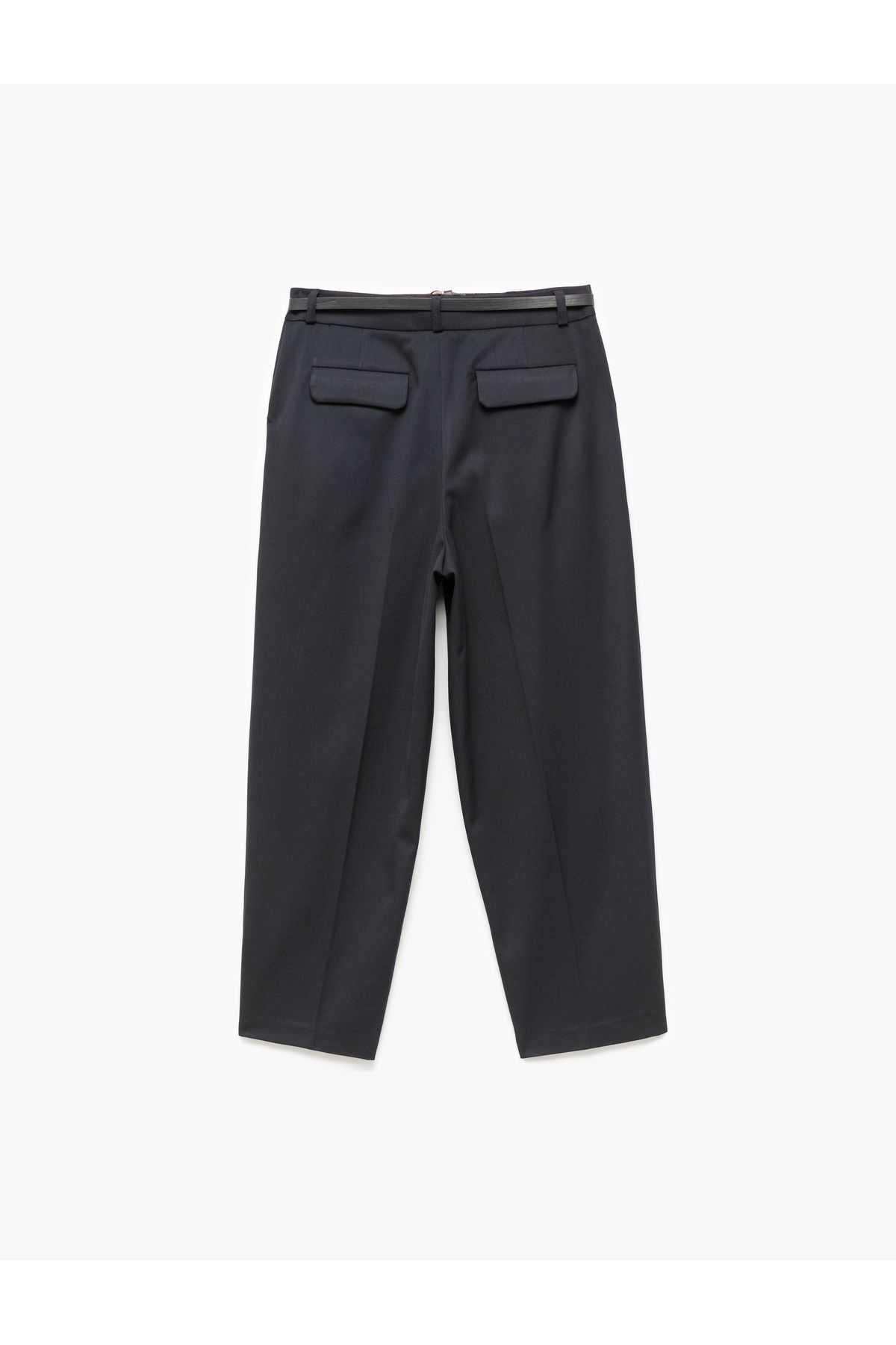 Koton-High Waist Oversize Cigarette Pants with Belt and Pockets 4