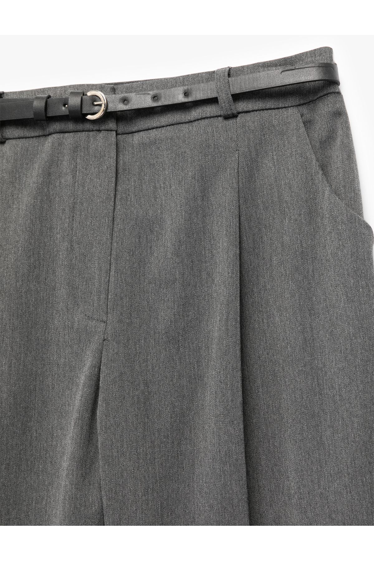 Koton-High Waist Oversize Cigarette Pants with Belt and Pockets 6