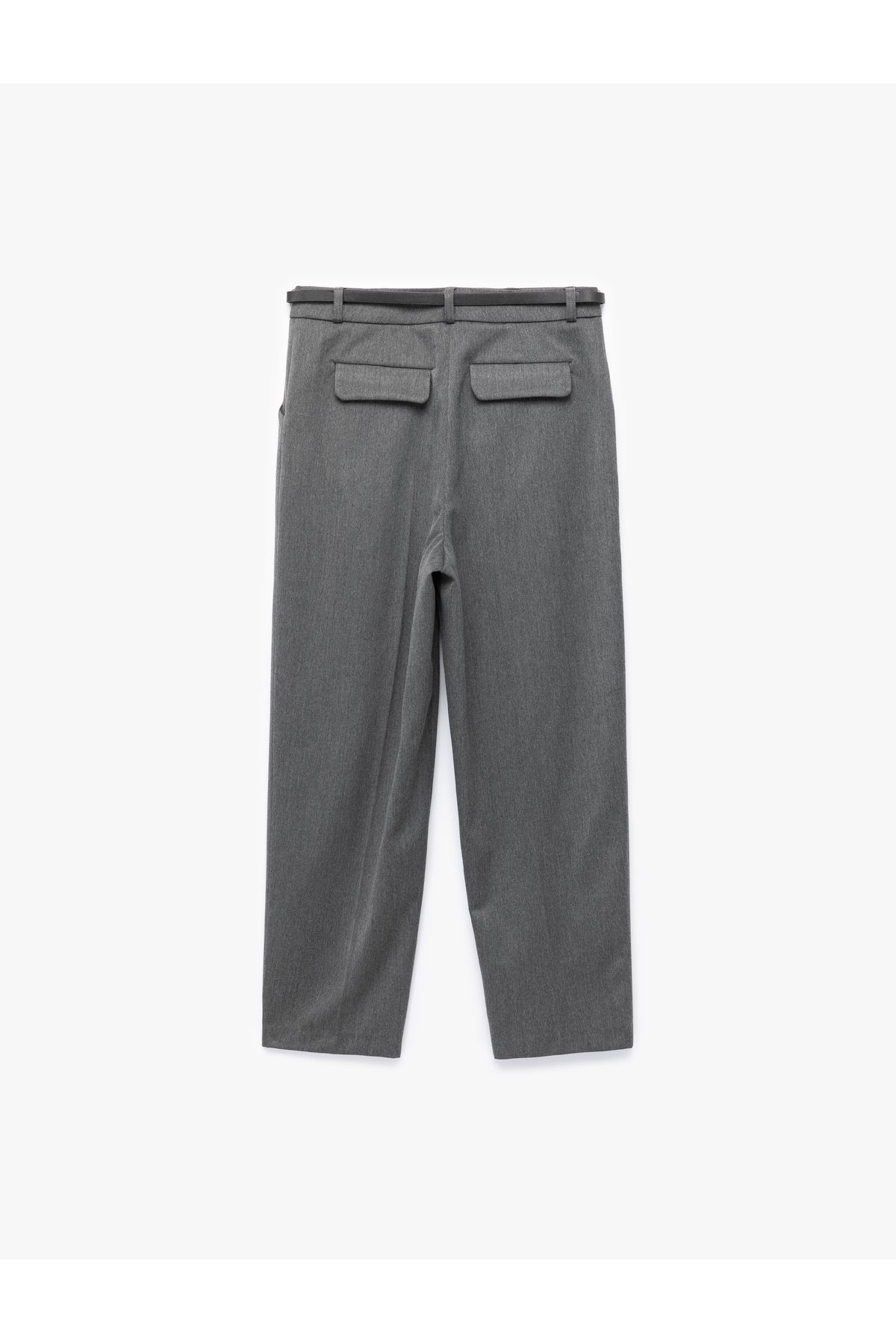 Koton-High Waist Oversize Cigarette Pants with Belt and Pockets 5