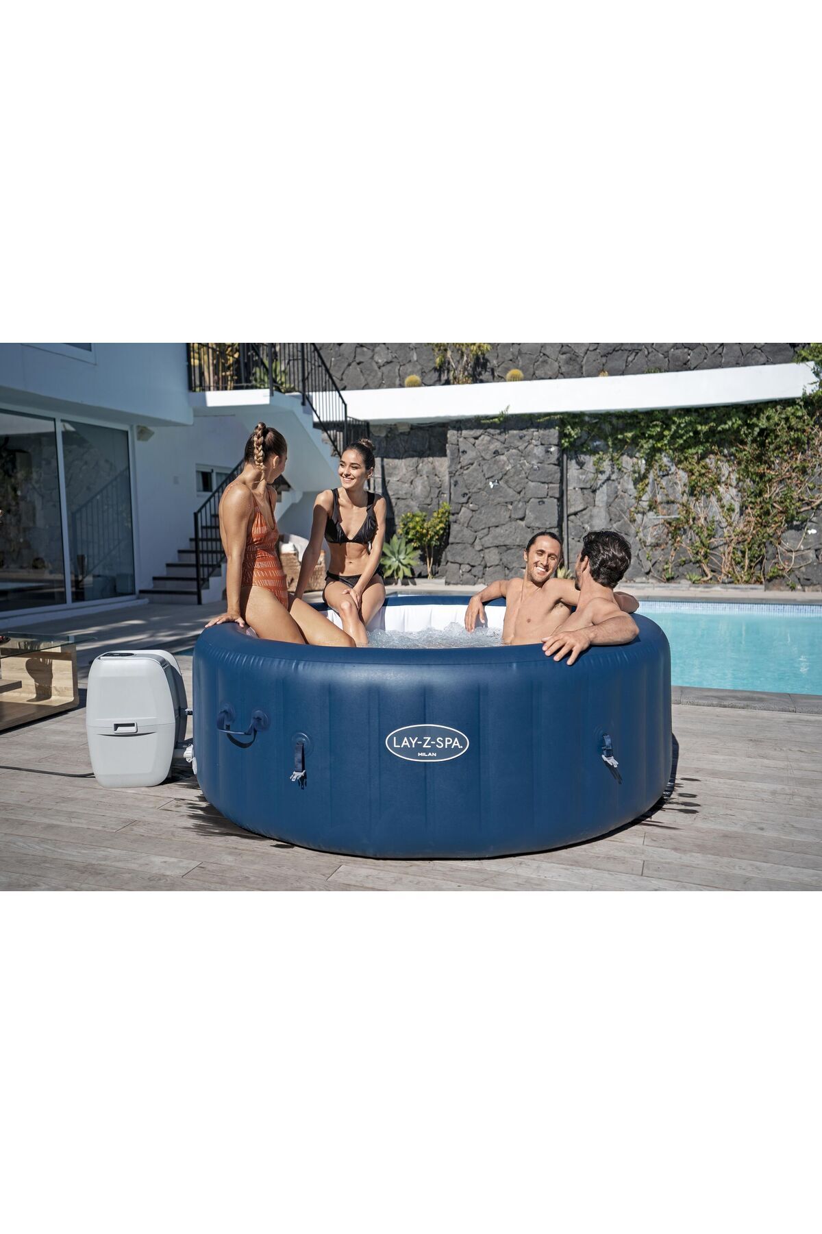 BESTWAY Lay-Z-Spa® 60029 Milan Smart AirJet Plus™ Şişme Spa Havuzu, Mobil Uygulama Kontrollü, 4-6 kişilik