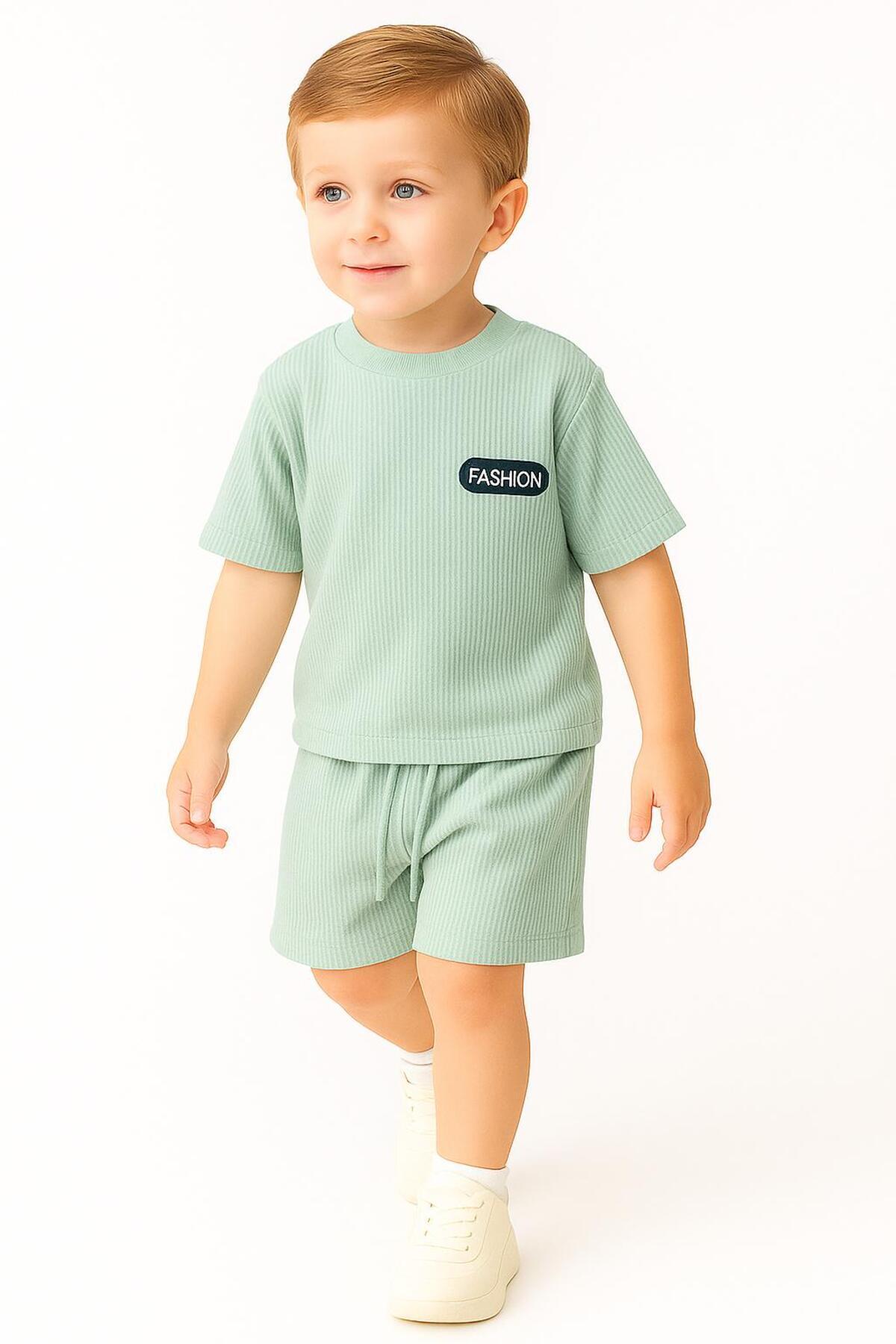 nevrankids Waffle Fashıon Yazlık Şortlu Takım 6 Ay - 3 Yaş Açık Yeşil fotoğrafı 6 (önizleme)