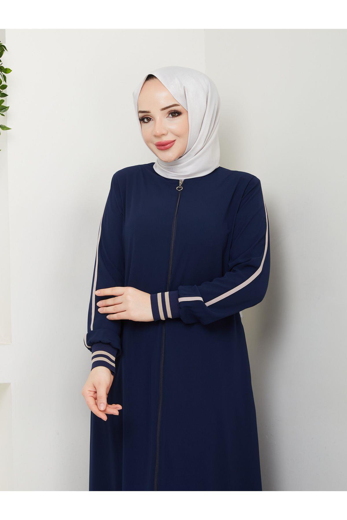 MODA Gündelik Hac Ve Umrelik Ribanalı Şeritli Ferace