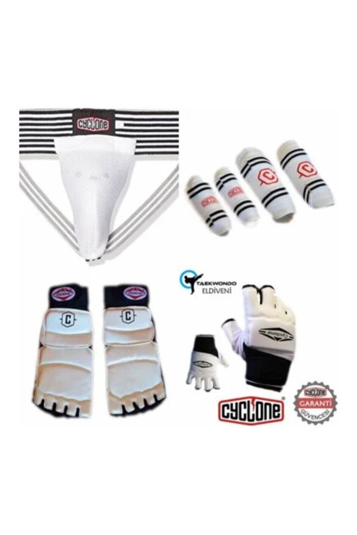 CYCLONE Teakwondo Koruyucu 5 Li Seti. Eldiven Ayak Üstü Kol Kaval Kogi