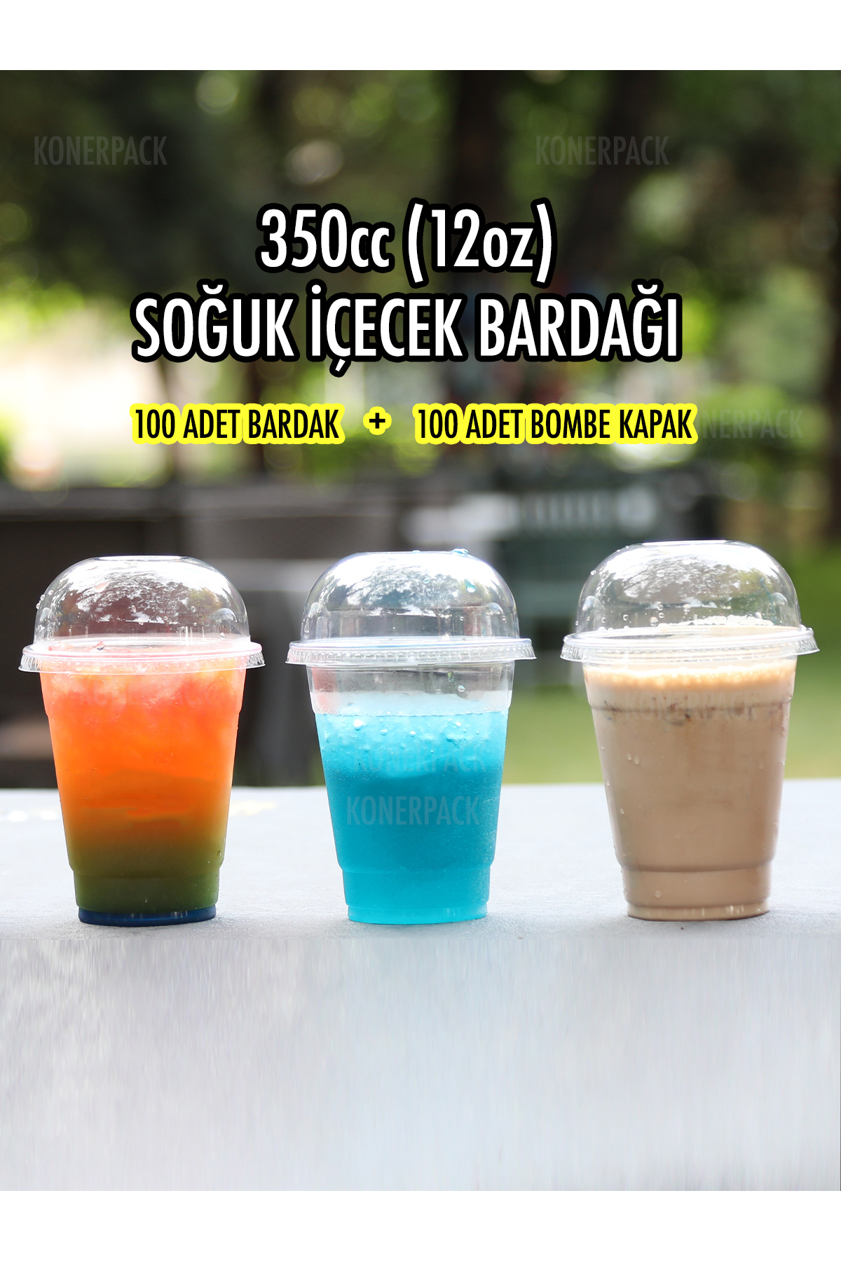 100 Adet Milkshake Bardağı,plastik Soğuk Içecek Bardağı 350cc-kapak Dahil — Koksal Pack — Plastik Bardak (2)