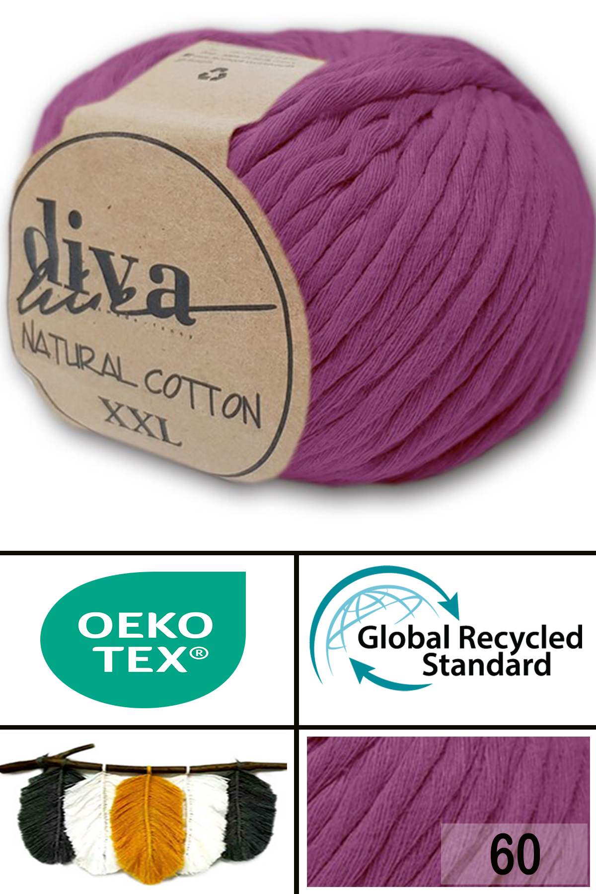 Diva Natural Cotton Xxl 60 Damson