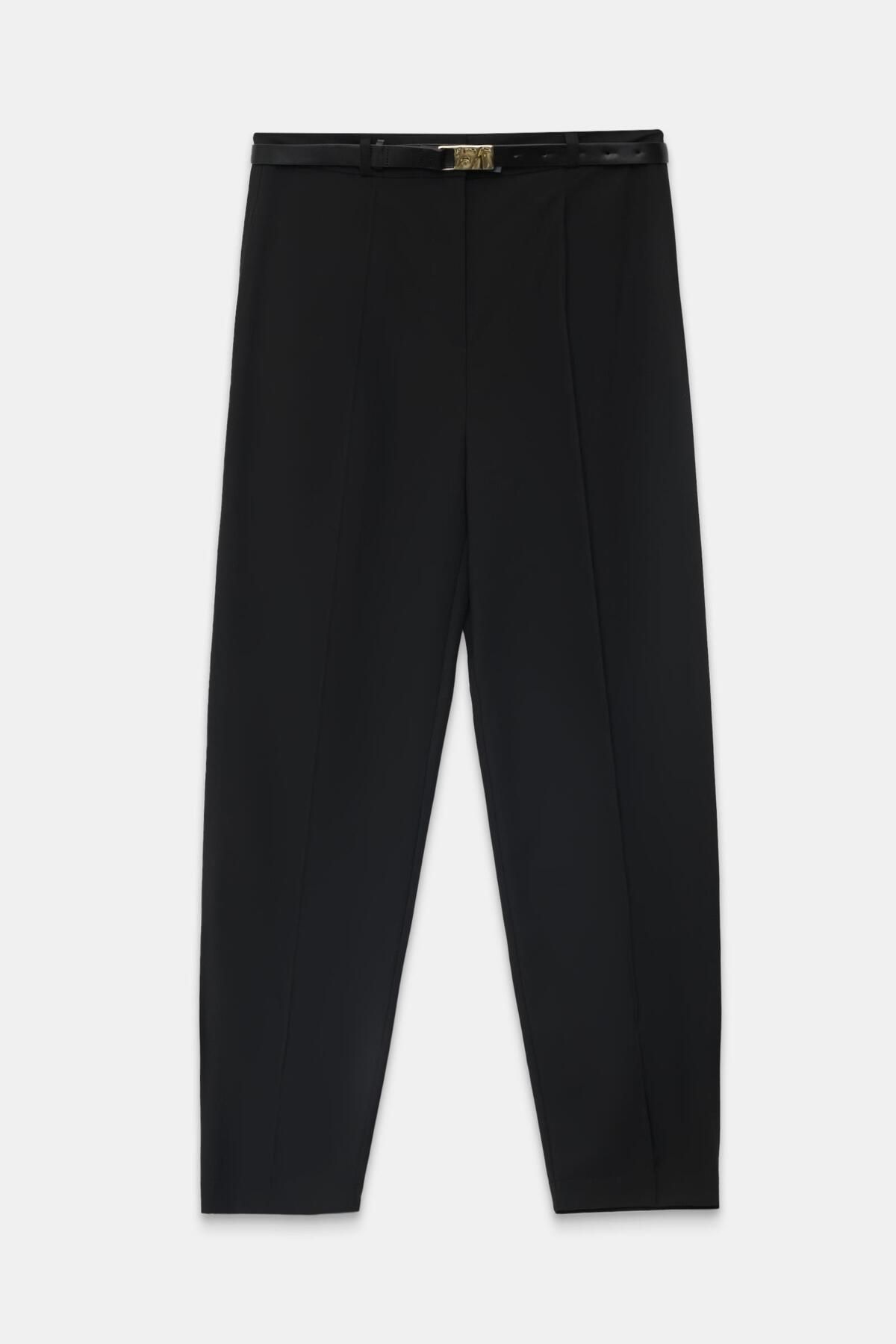 Setre-Black Waist and Pleat Detailed Belted Trousers 3