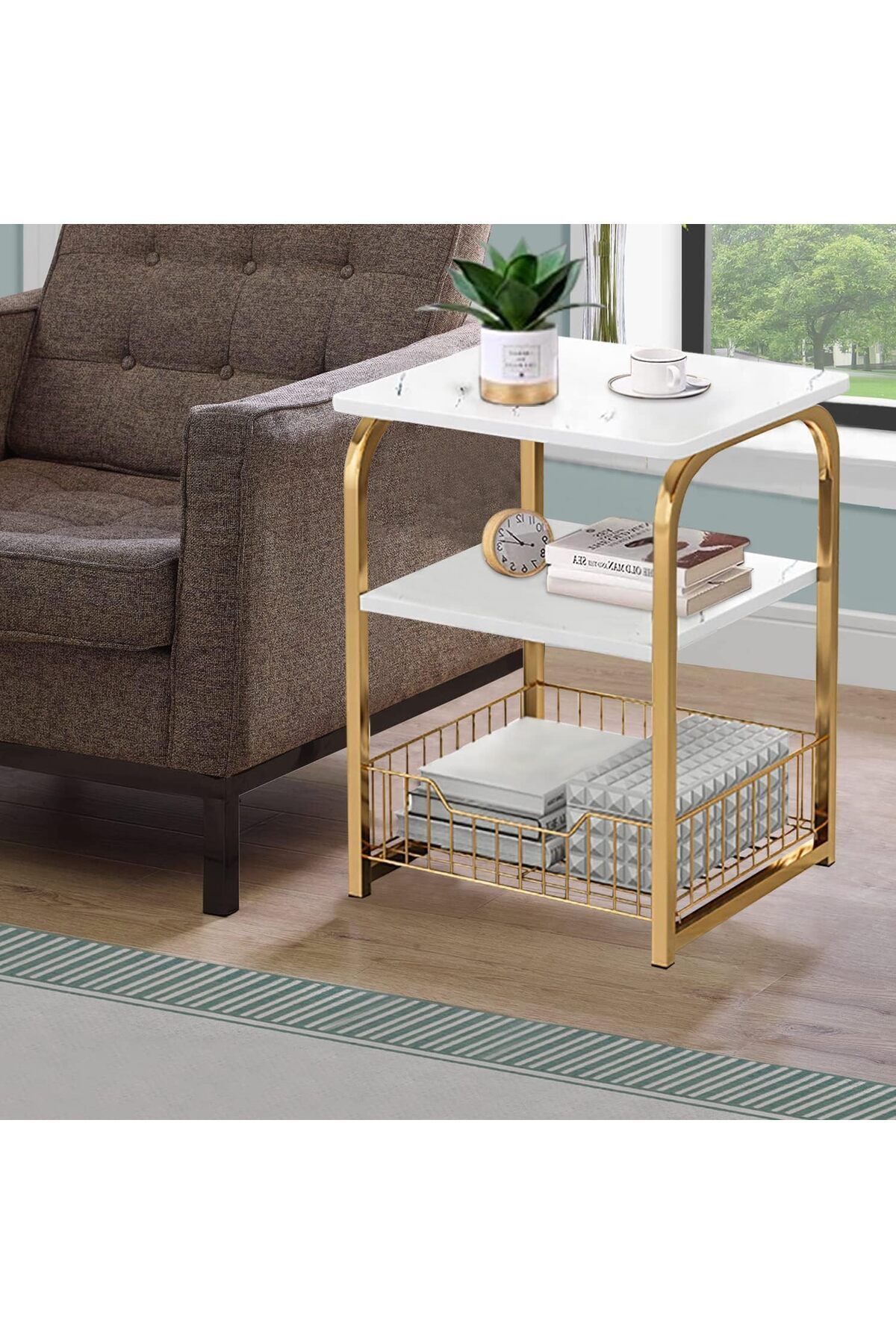 Generic-ROBEET 3-Tier Metal Side Table with Storage, Very Stable and Easy to Assemble Living Room Side Table 5