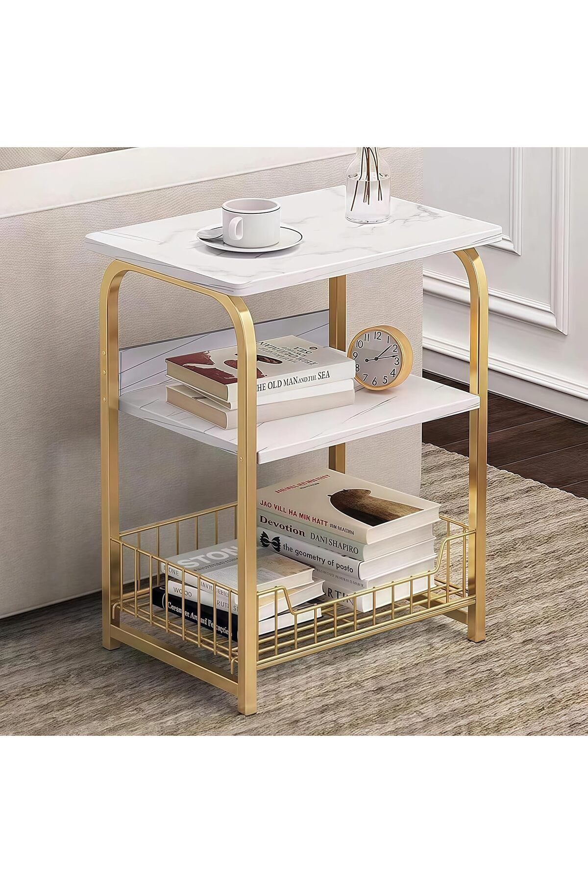 Generic-End Table Sofa Side Table Bedside Desk Nightstands Small Coffee Table with Storage Basket for Livin 1