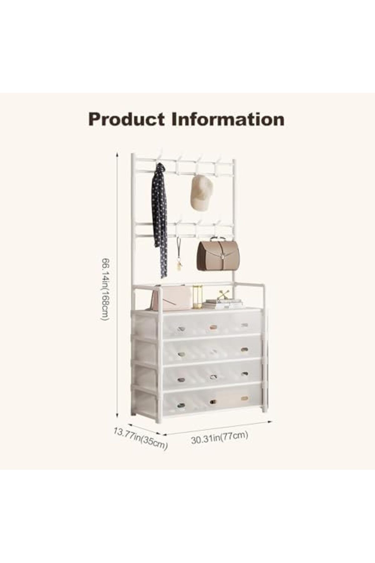 Generic-5-Tier Coat and Shoe Rack, 3-in-1 Hanger, Doorway Shelf Storage, Multi-functional Entryway Organizer 4