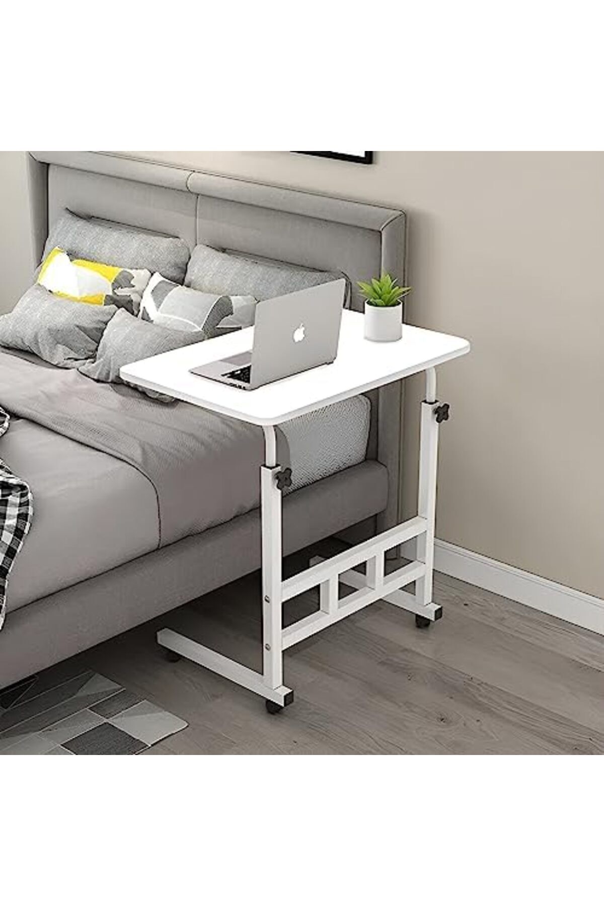 Generic-Upgraded Metal Base Adjustable Movable Desktop Computer Mobile Laptop Desk Home And Offic 2