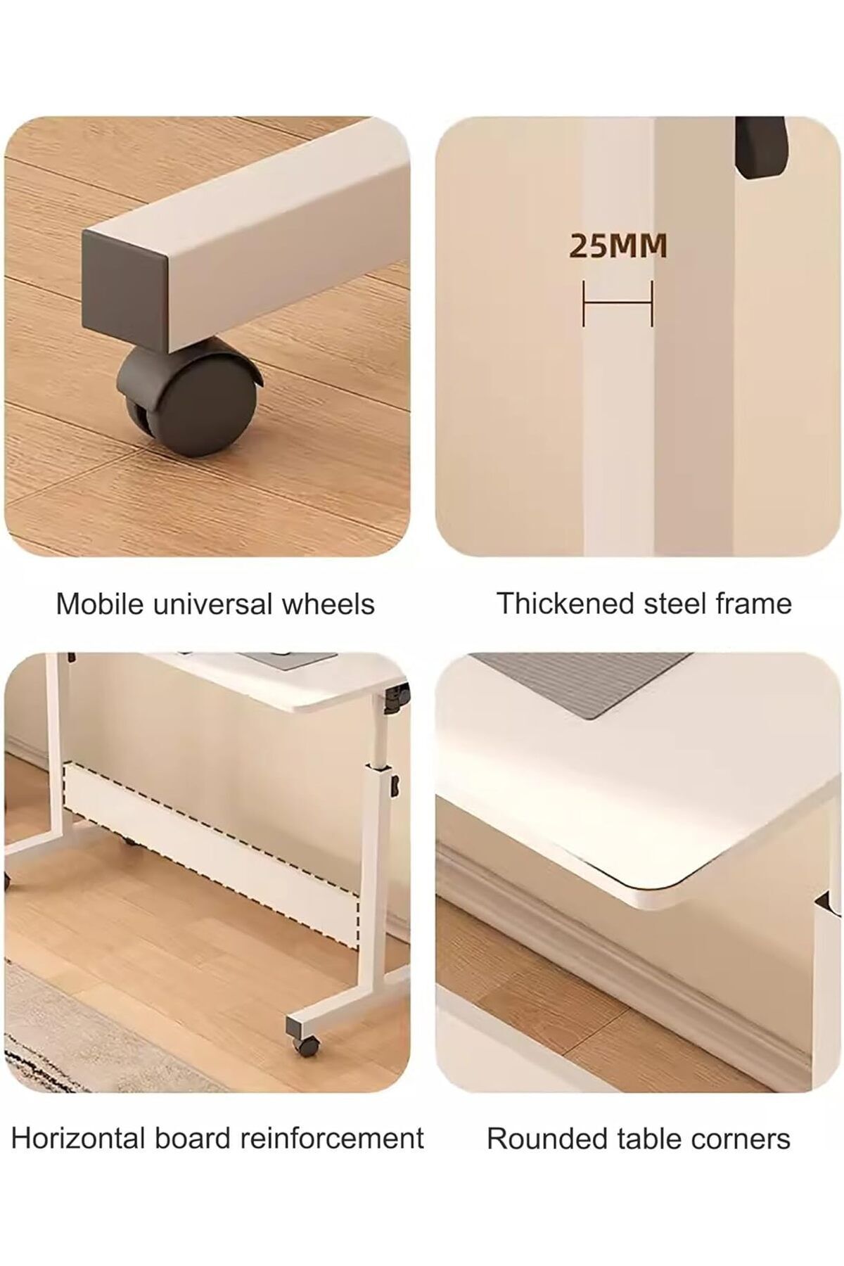Generic-Adjustable Standing Desk, C-Shaped Side Table Sofa End Desk, Height Adjustable Mobile Table, Table P 5
