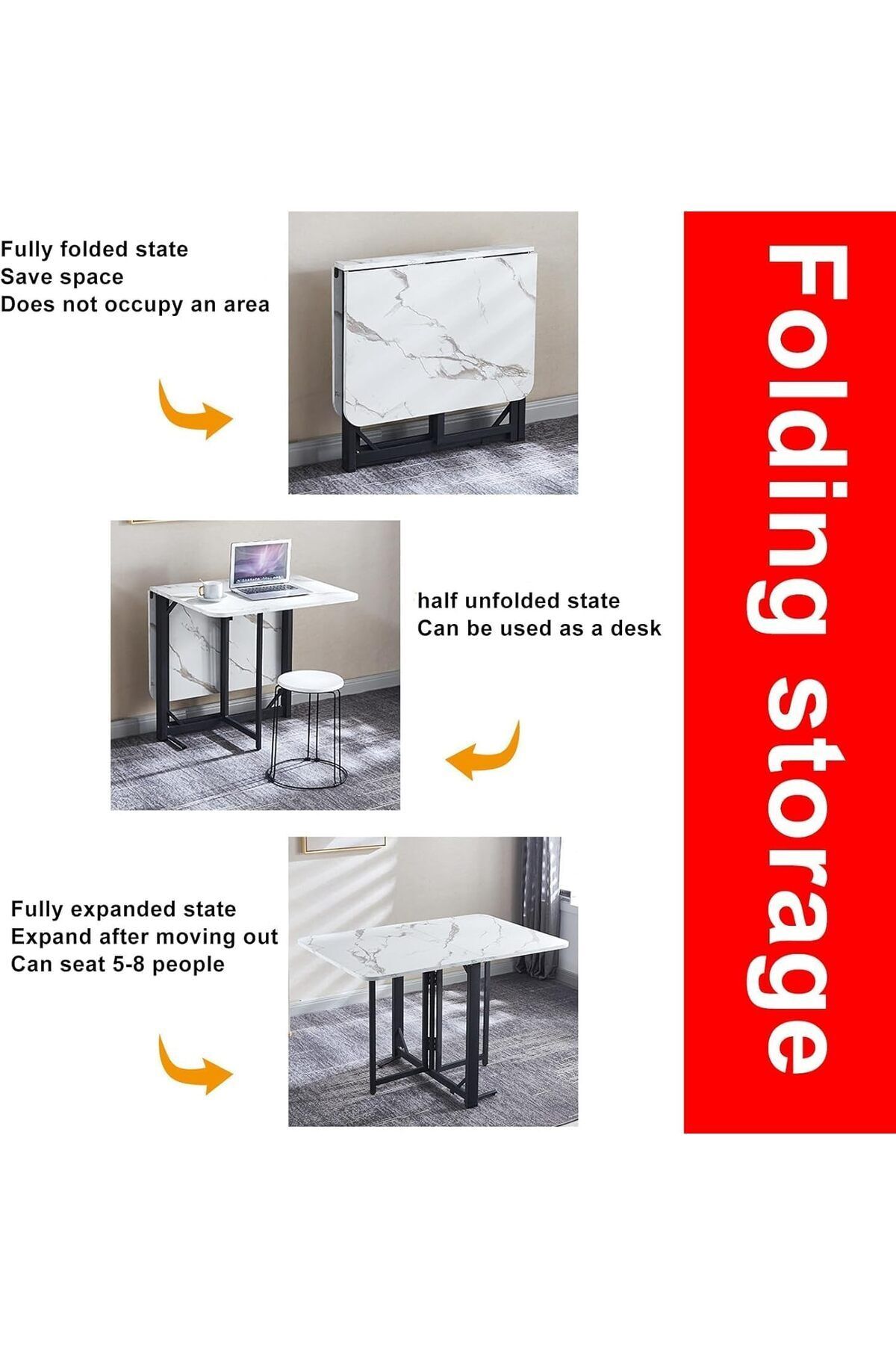 Generic-Folding Table,Multi Functional Standing Desk (Stylish White) 3