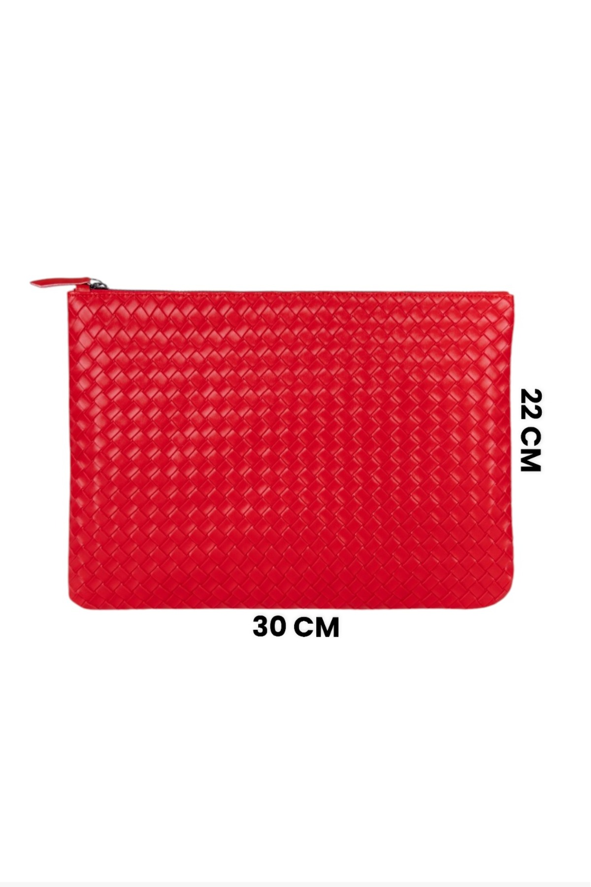 lizy's Hasır Kırmızı Desen Dokuma Kabartmalı Clutch Portföy El Çantası görsel 4