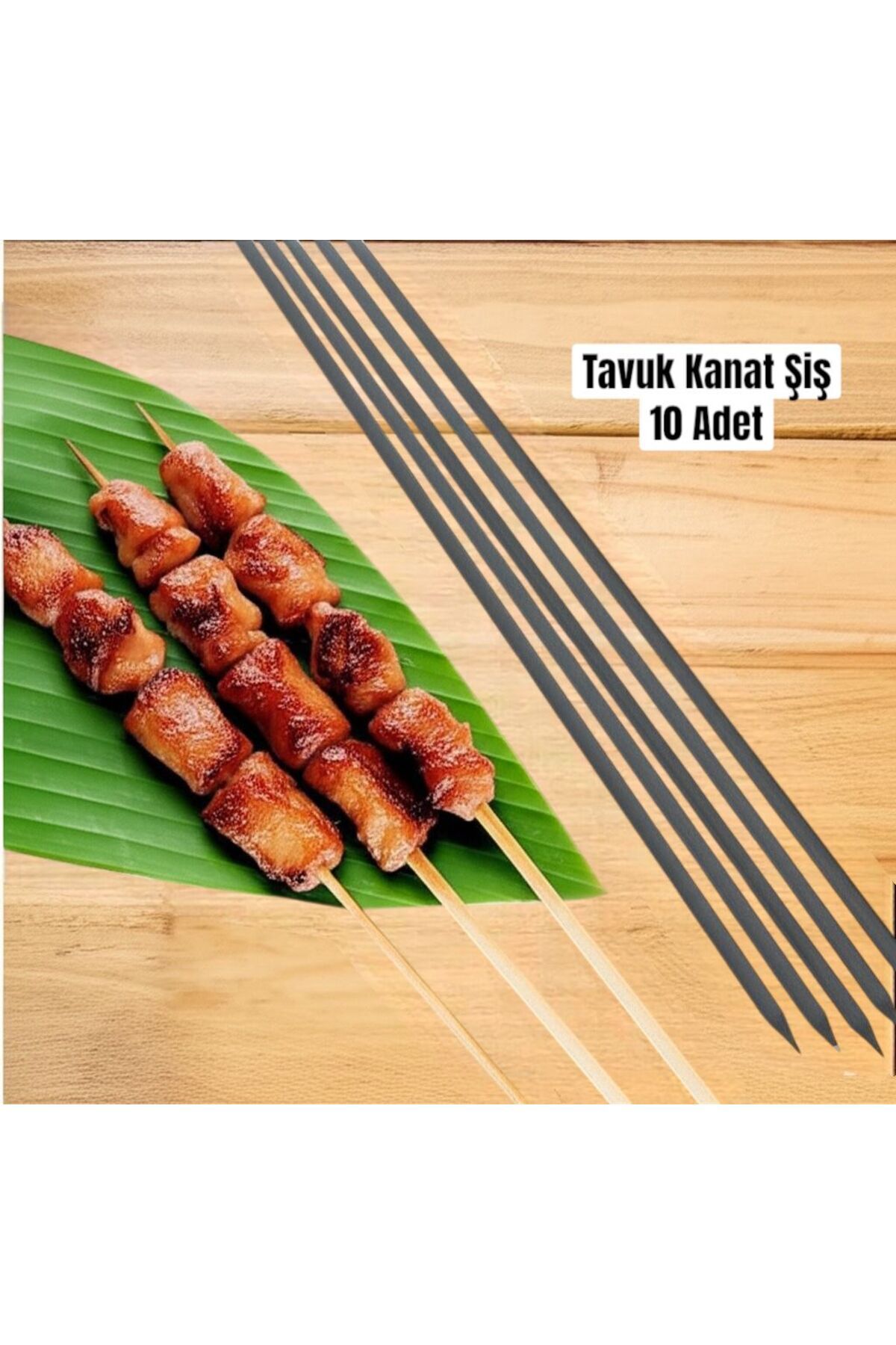 YILMAZNARGİLE Tavuk Kanat Şişi 10 Adet- Yassı Silme Demir - Galvanizsiz –Boy 60cm–En 7mm-Kalınlık 2mm,Piliç Şişi