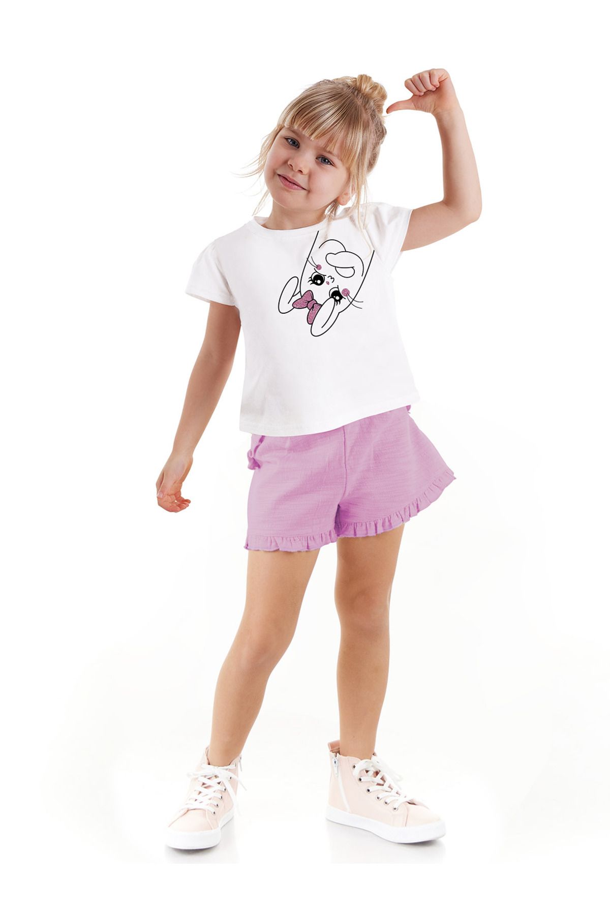 Denokids-Set dívčích šortek Rabbit Tričko 1