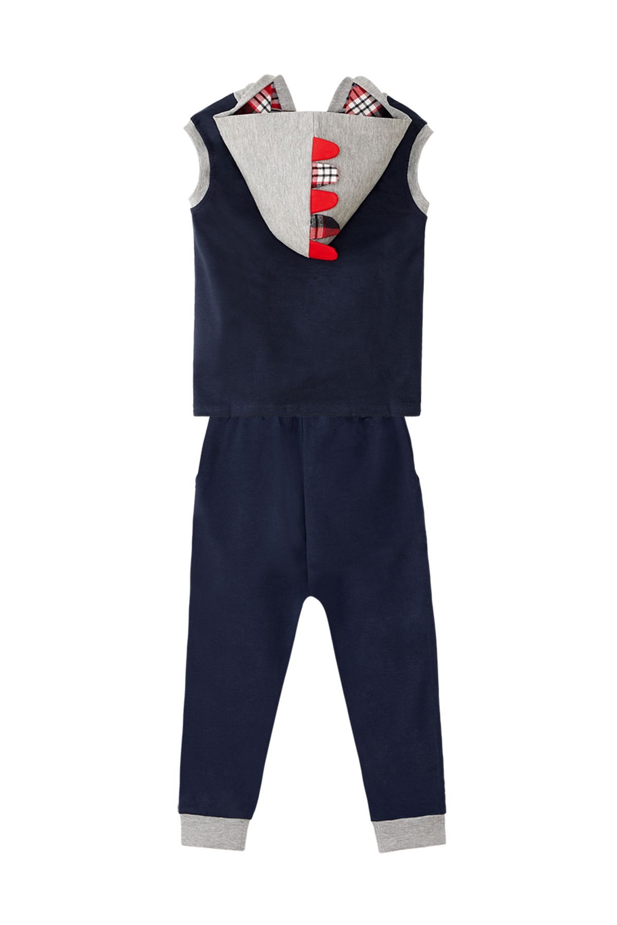 Denokids-Dino-Trainingsanzug-Set für Jungen – ärmellose Weste und Kapuze 4