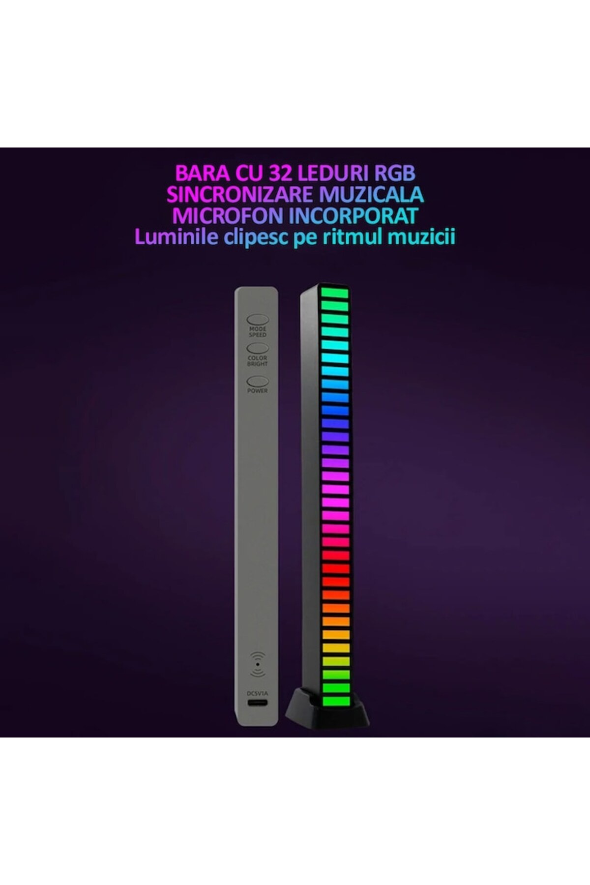 NEXTLY-Bara Cu Leduri Rgb, , Sincronizare Muzicala, Lumini De Ritm, Senzor Sunet, 32 Leduri 4