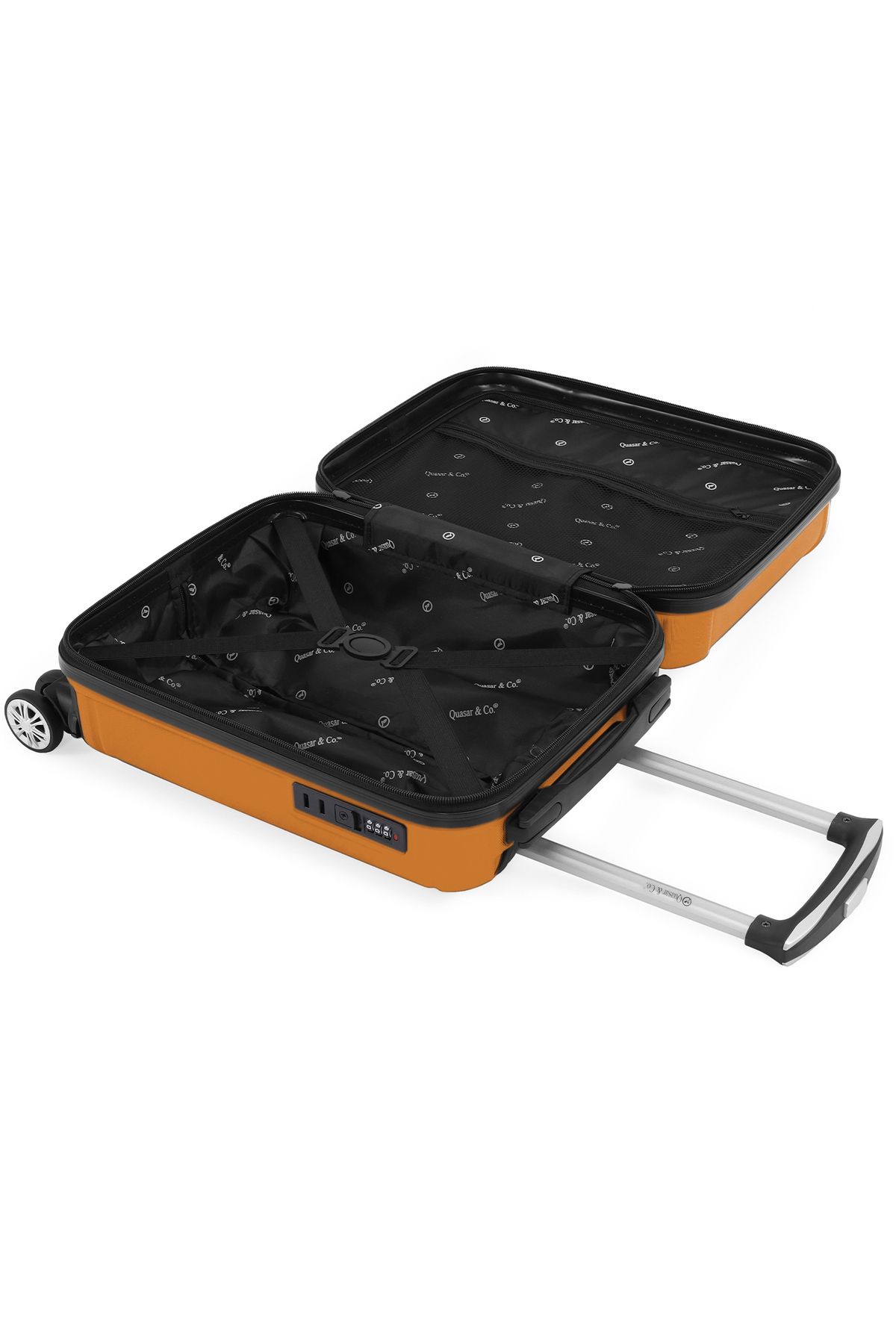 Quasar & Co.-Airplane cabin trolley, Quasar & Co.®, Smart model, telescopic handle, code, 55x37x20cm, ABS, camel 9