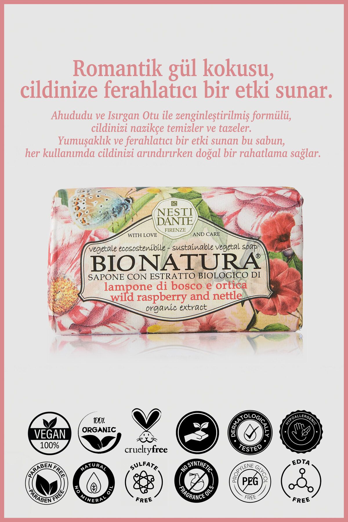 Nesti Dante-Bio Natura Bush Raspberry & Netttle Solid Soap 250Gr |   Softener |   Raspberry and Nettle 2