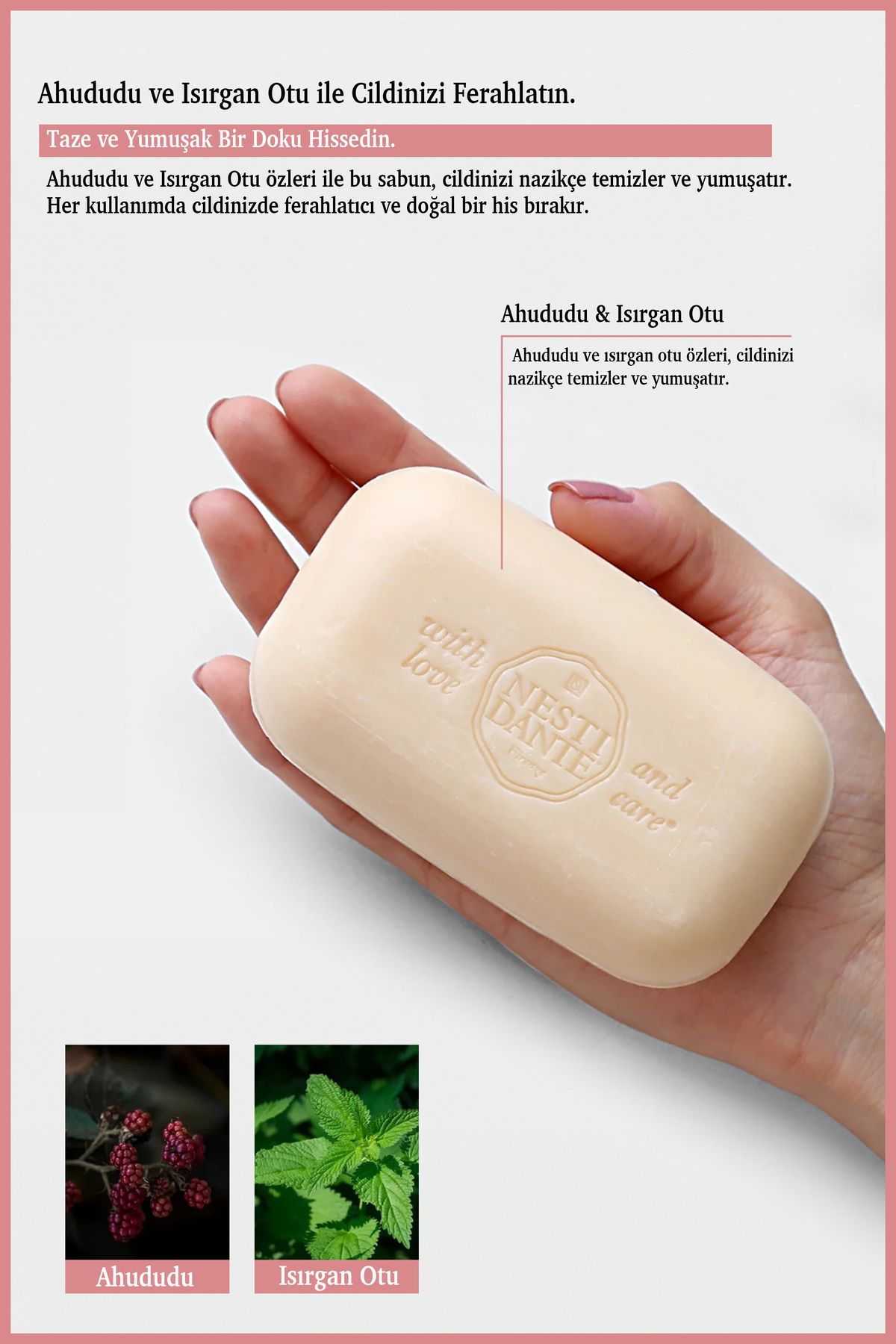 Nesti Dante-Bio Natura Bush Raspberry & Netttle Solid Soap 250Gr |   Softener |   Raspberry and Nettle 3