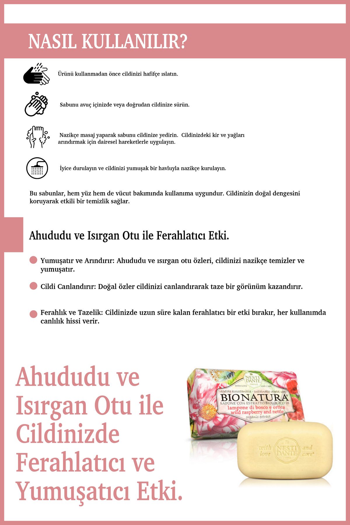 Nesti Dante-Bio Natura Bush Raspberry & Netttle Solid Soap 250Gr |   Softener |   Raspberry and Nettle 4
