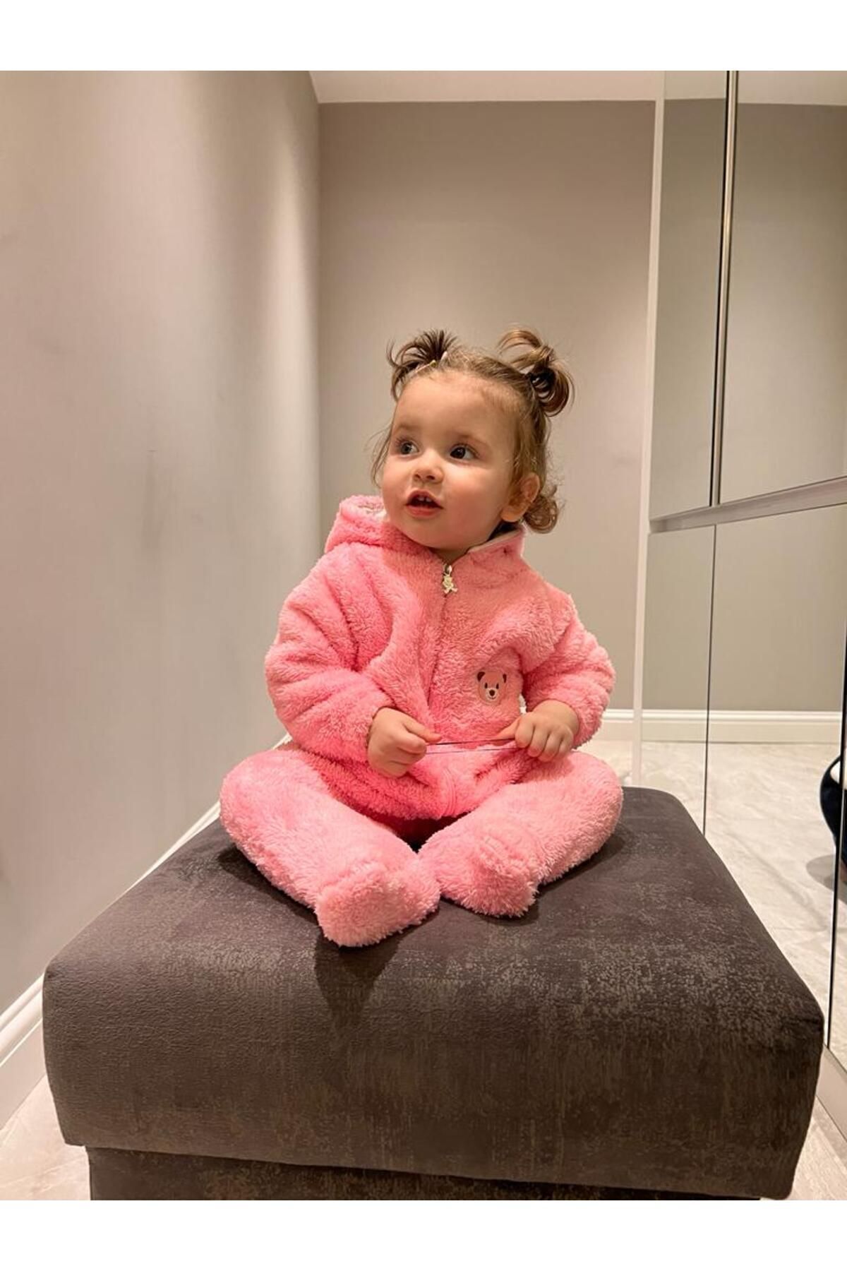 BT Baby Pembe Peluş Unisex Fermuarlı Patikli Kışlık Bebek Uyku Tulumu Welsoft fotoğrafı 5 (önizleme)