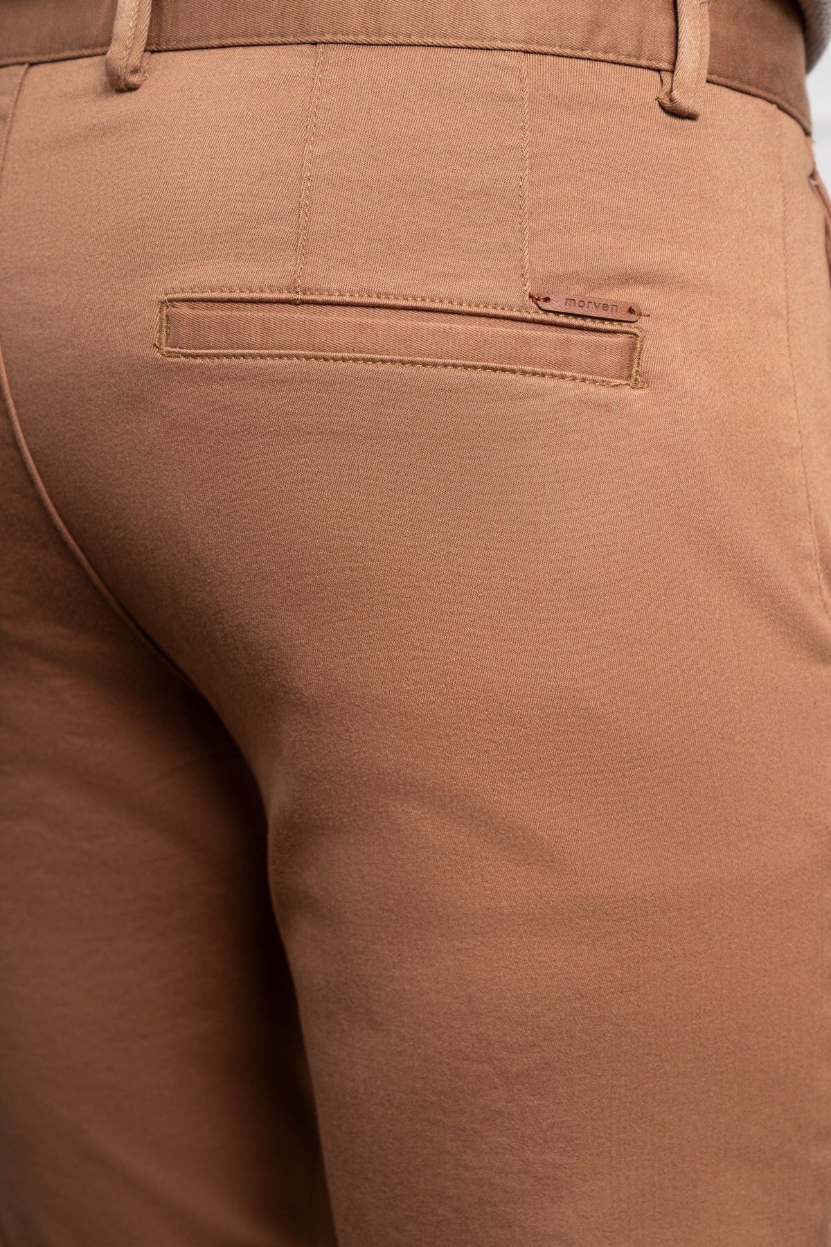 Morven-Мъжки чинос панталон Slim Fit с прилепнала кройка в камилен цвят 4