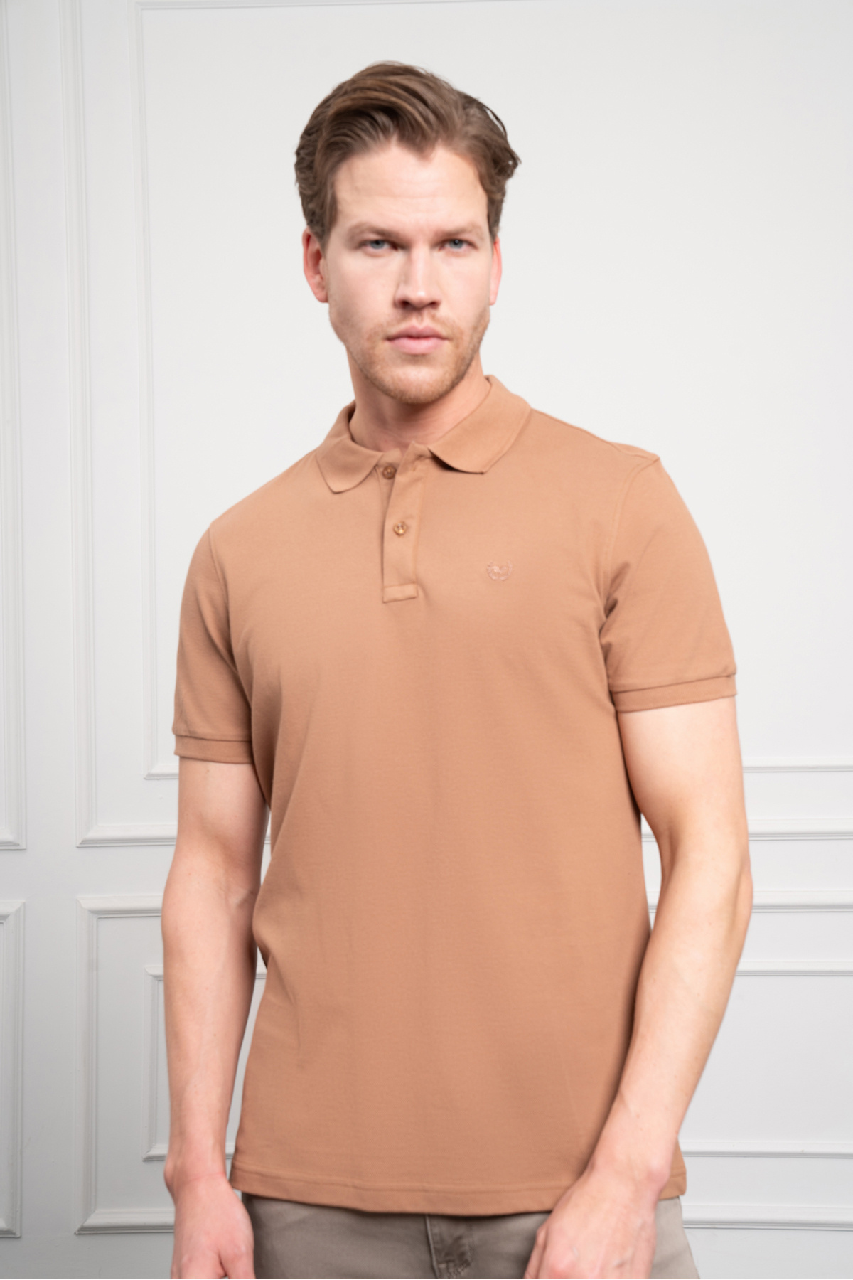 Morven-Men's Mink Basic Polo Neck Dynamic Fit T-Shirt 4