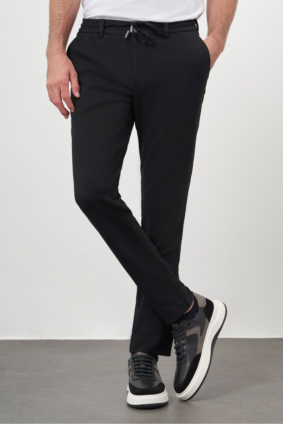 Morven-Men's Black Polyviscose Trend Drawstring Jogger Slim Fit Sports Trousers 3