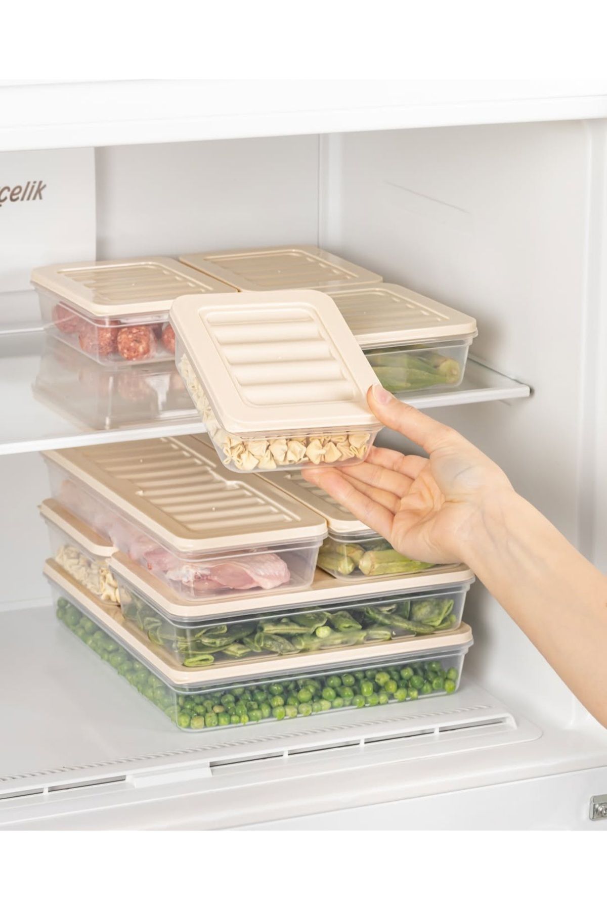 VİZYON-Horizontal Refrigerator Organizer with Lid - Storage Container, Microwave Freezer Container 5
