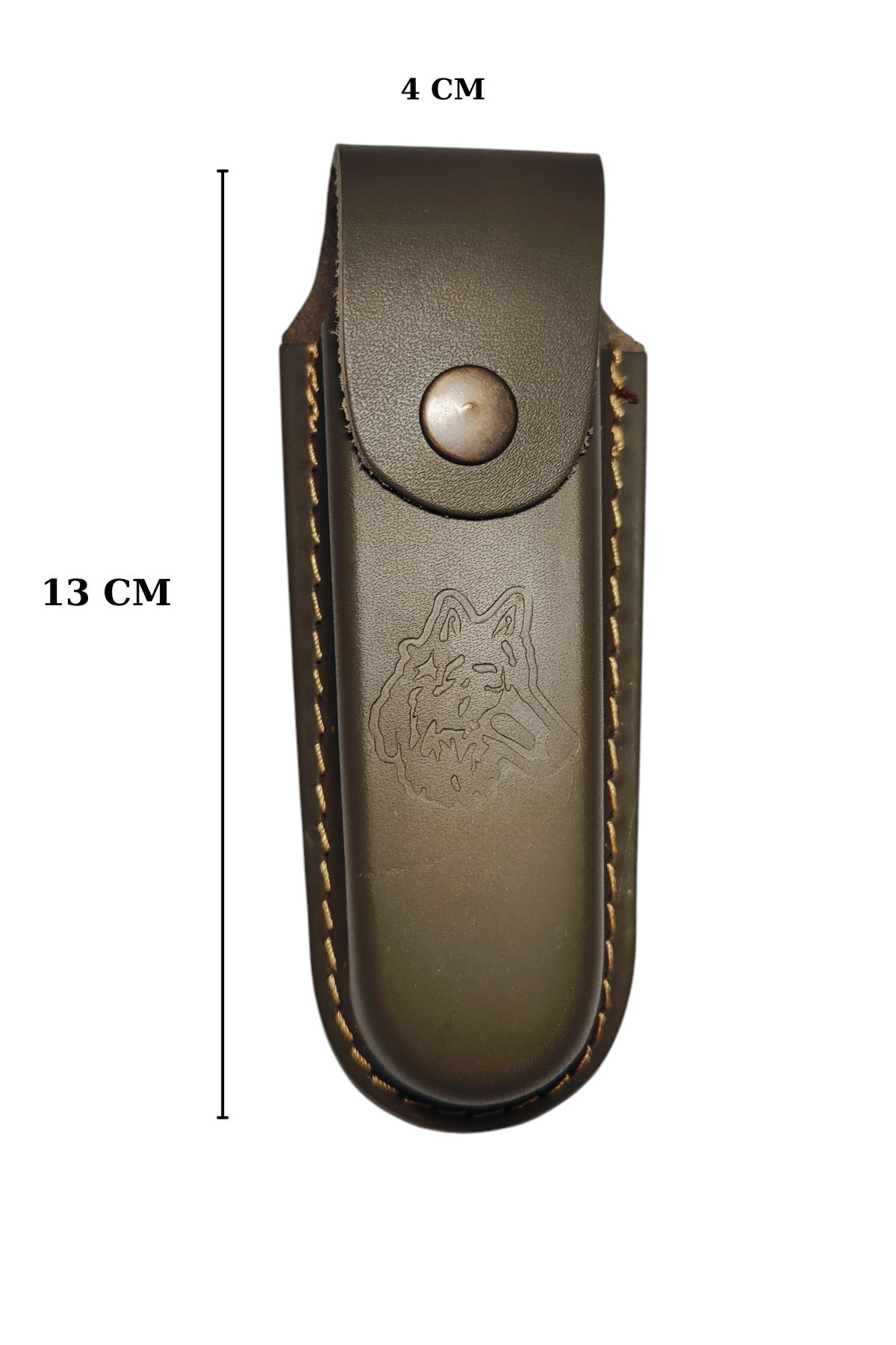 iDekor %100 Deri Bıçak Kılıfı 13 Cm/el Yapımı Çakı Kılıfı/kurt Kabartmalı