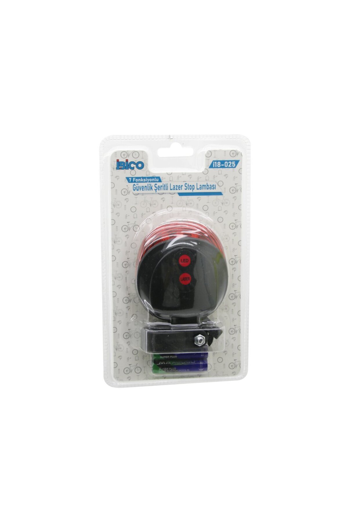 NETWORK ART Güvenlik Şeritli Lazer Bisiklet Stop Lambasi Pilli 7 Fonksiyonlu Su Geçirmez (5193)