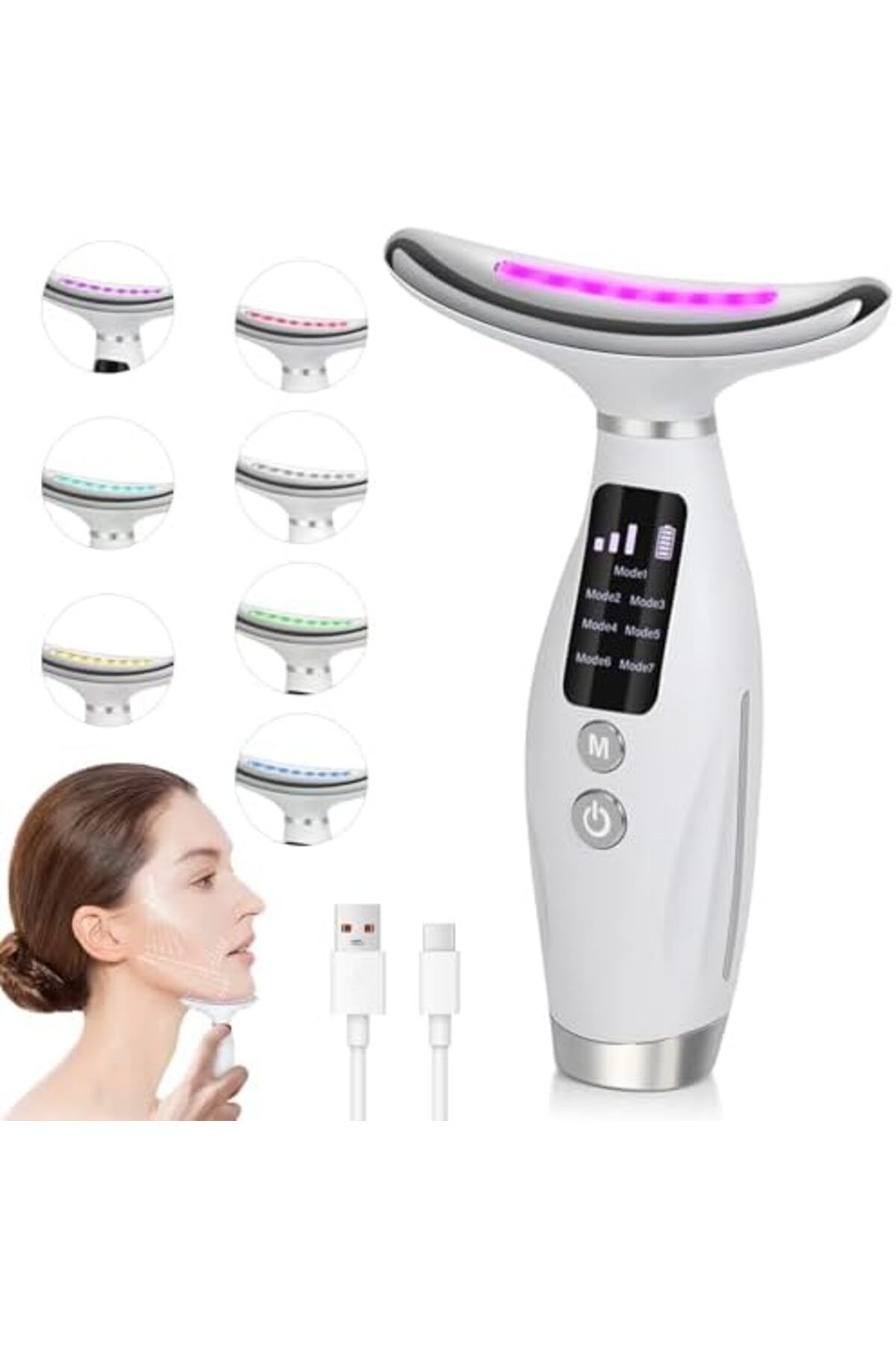 Bonjour-Neck Face Massager, Necomi Face Sculpting Tool Multi-Function Face Massager with 7 Color Modes, 45± 2