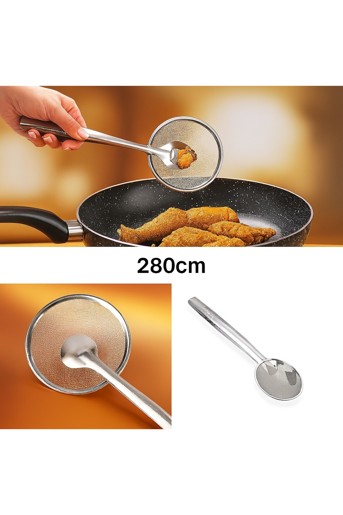 obrigado-Frying and Boiling Tongs with Strainer Midi Size 5