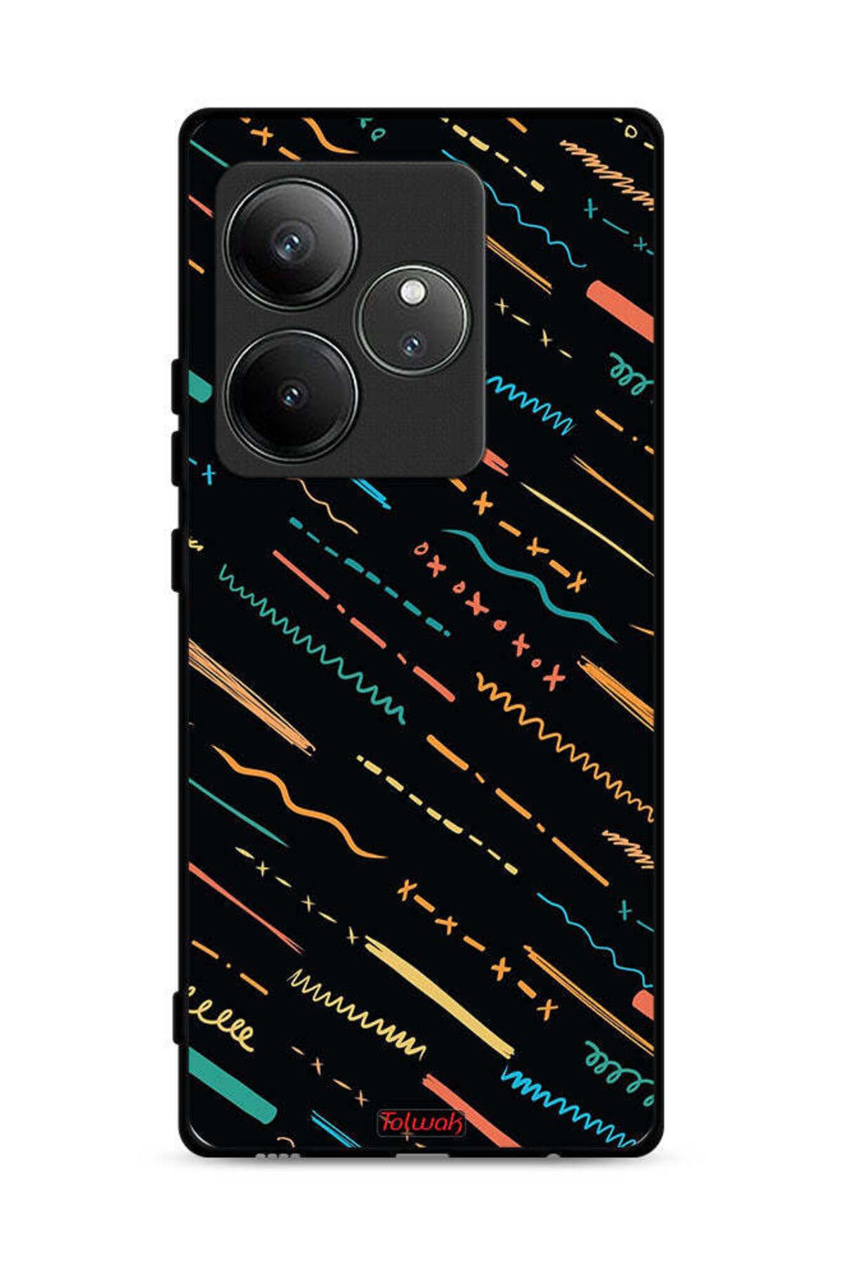 Tolwak-غطاء حماية لهاتف Realme GT 6T 5G بنمط تجريدي من خطوط X 1
