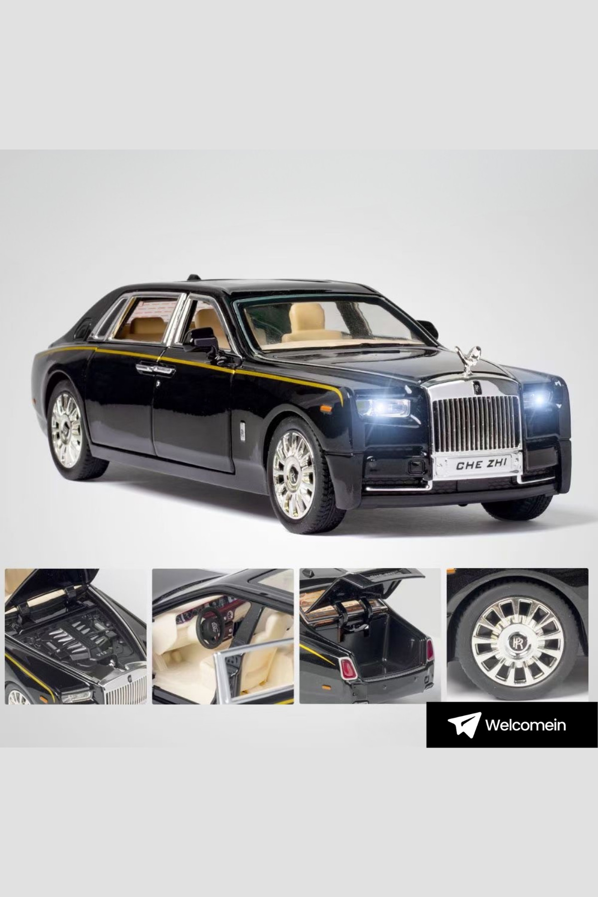 welcomein 1:32 Diecast Çek Bırak Işıklı Sesli Roll Royce Phantom