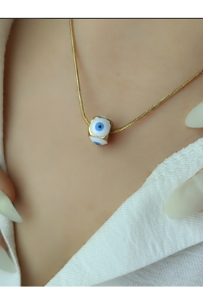 MODA Nazar Boncuk Detaylı Gold Renk Çelik Kolye