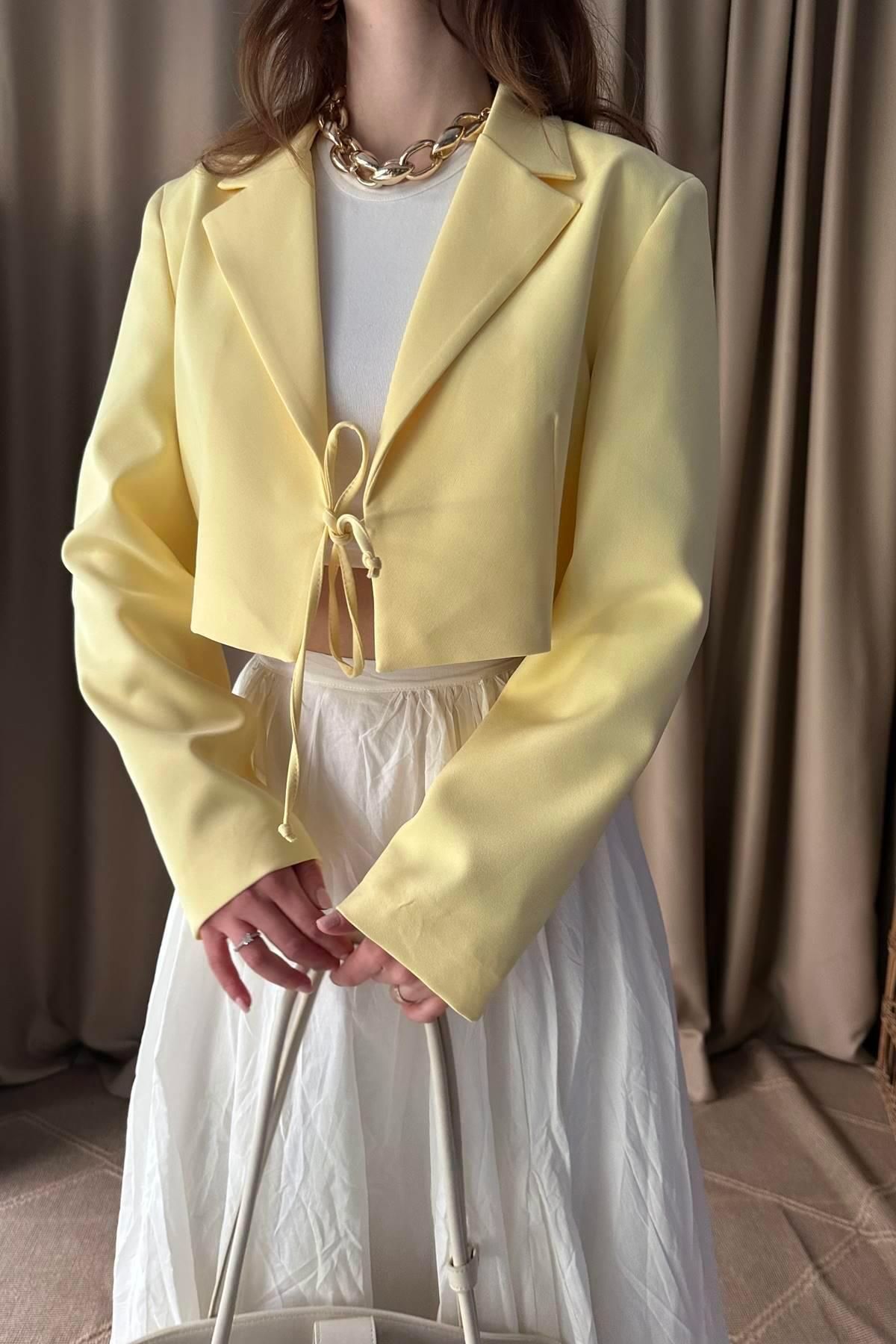 lizge giyim-Crop Jacket with Lace up Front 2