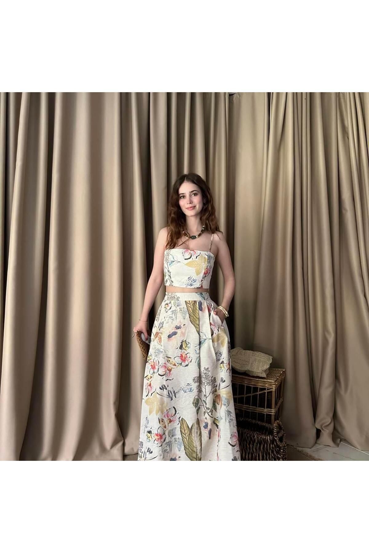 lizge giyim-PATTERNED MIDI SKIRT 7