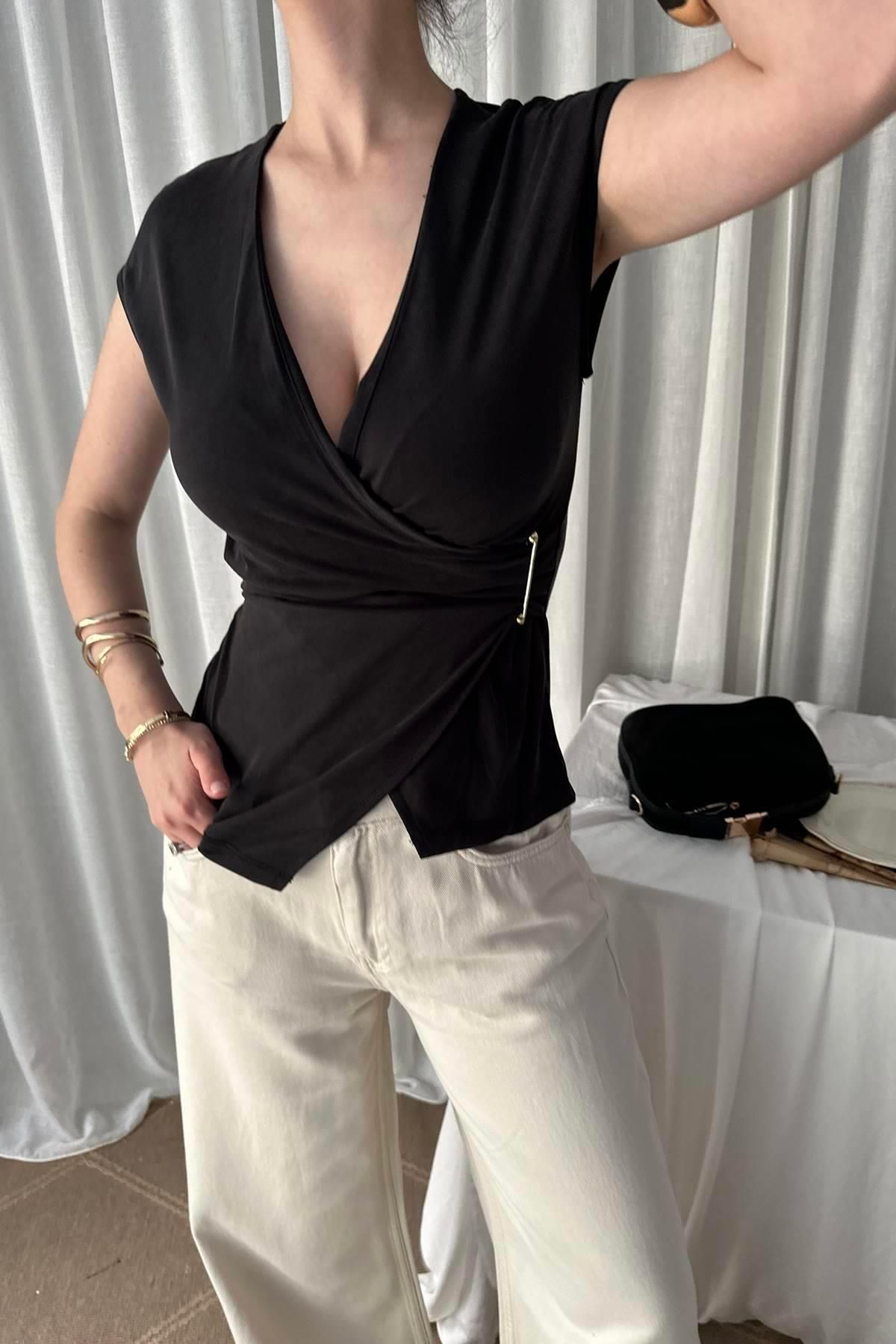 lizge giyim-Side Buckle Modal Bluz 3