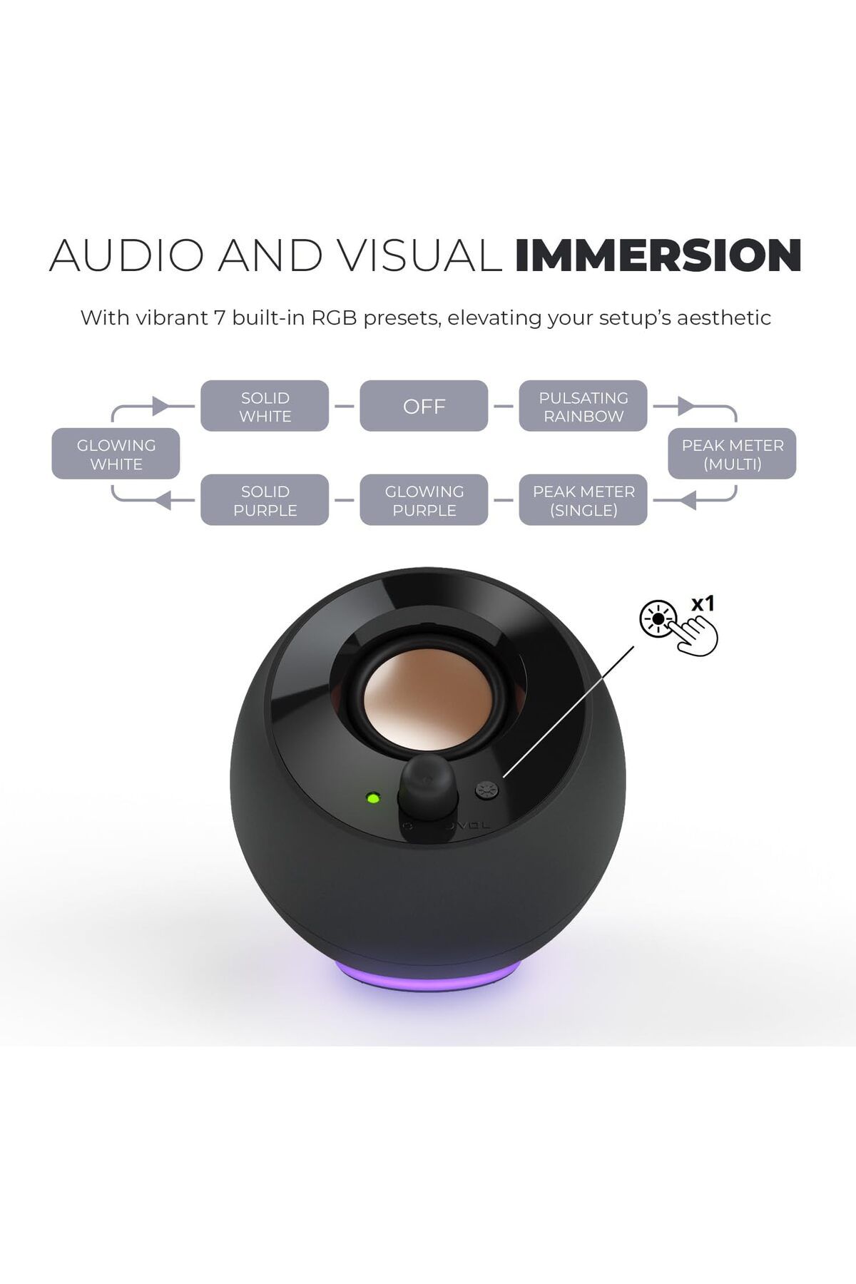 CREATIVE-Pebble SE Minimalist 2.0 USB-C Powered PC Speakers with RGB Lighting, 3.5 mm AUX-in, Up to 4